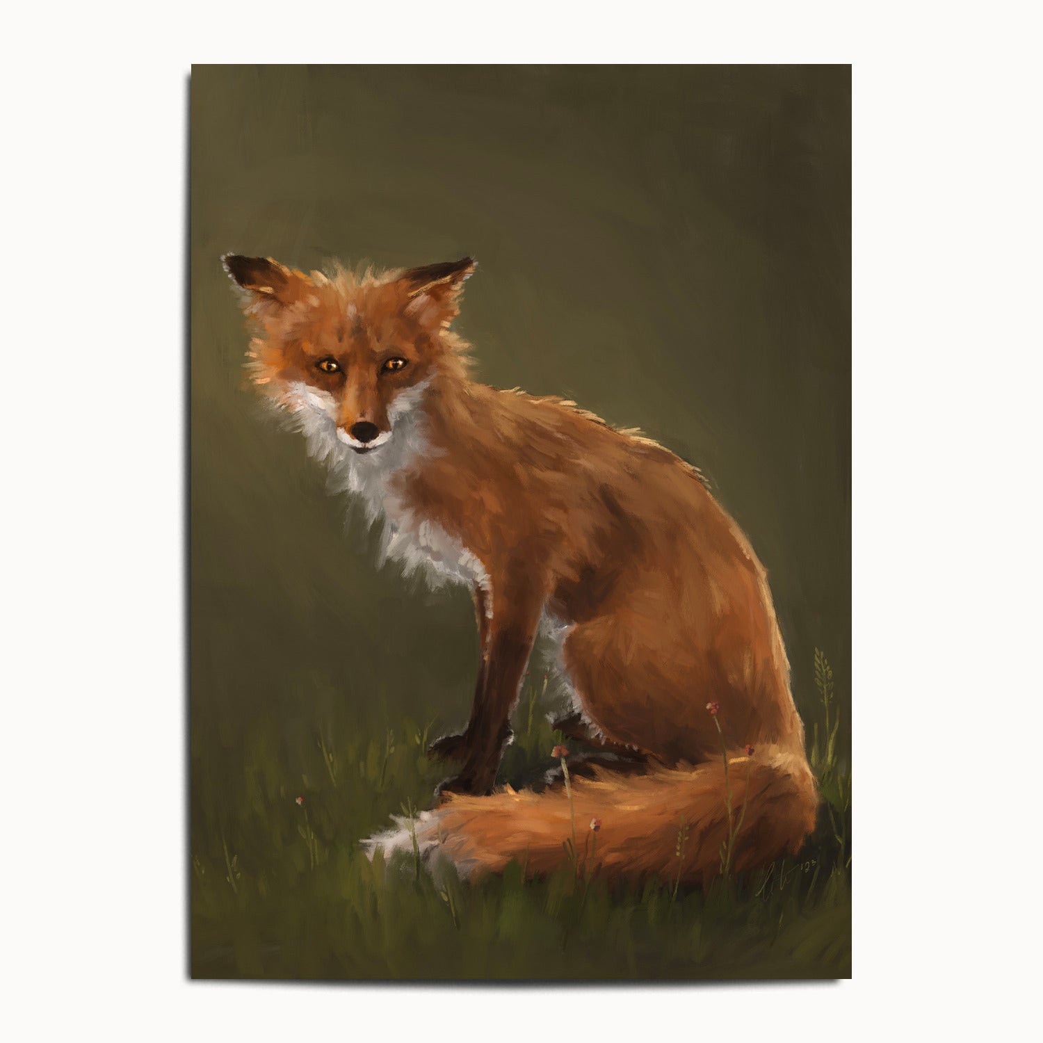 "The Fox" by Catherine Hébert - Forest Fox Oil Painting Fine Art Print - 13"x18" size