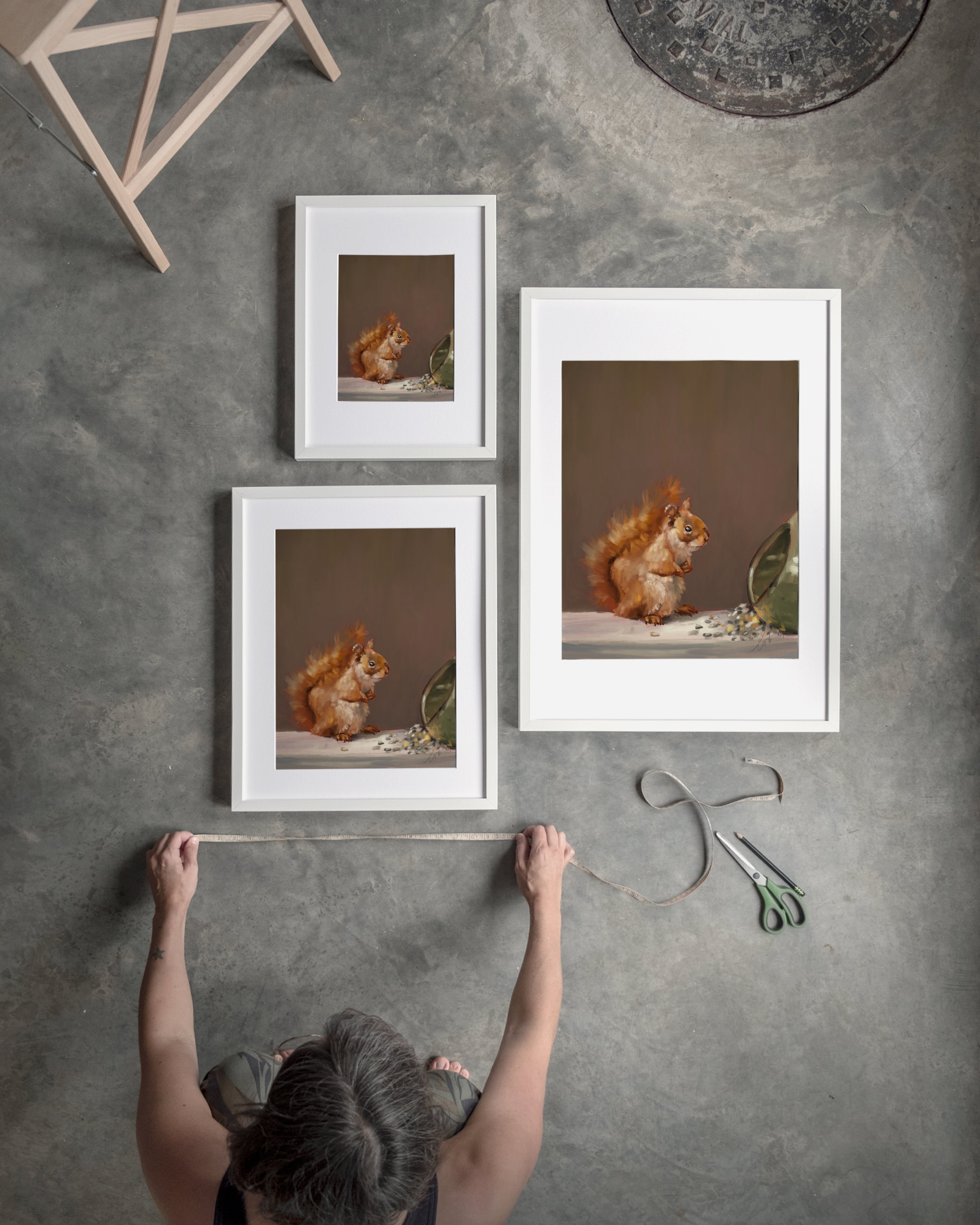 "Titi the Squirrel" by Catherine Hébert - Red Squirrel Oil Painting Art Print