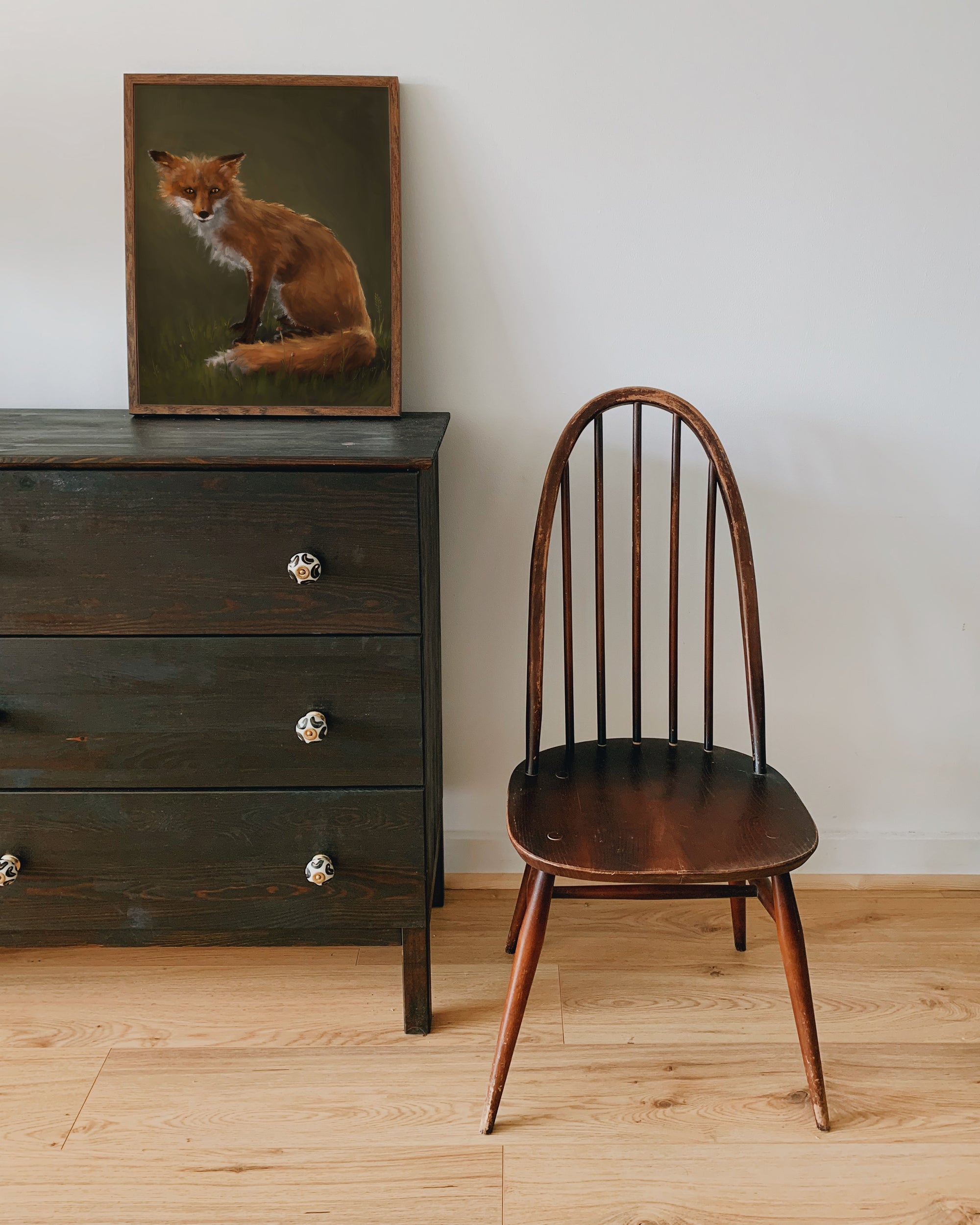 "The Fox" by Catherine Hébert - Forest Fox Oil Painting Fine Art Print