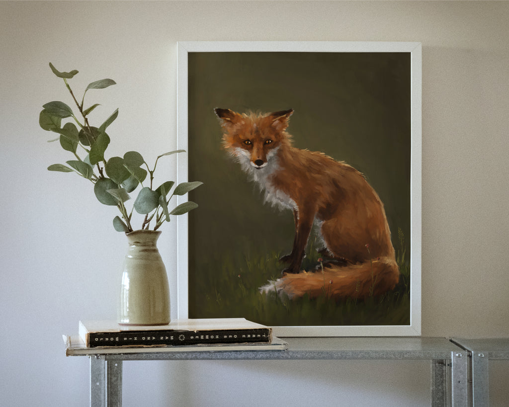 "The Fox" by Catherine Hébert - Forest Fox Oil Painting Fine Art Print