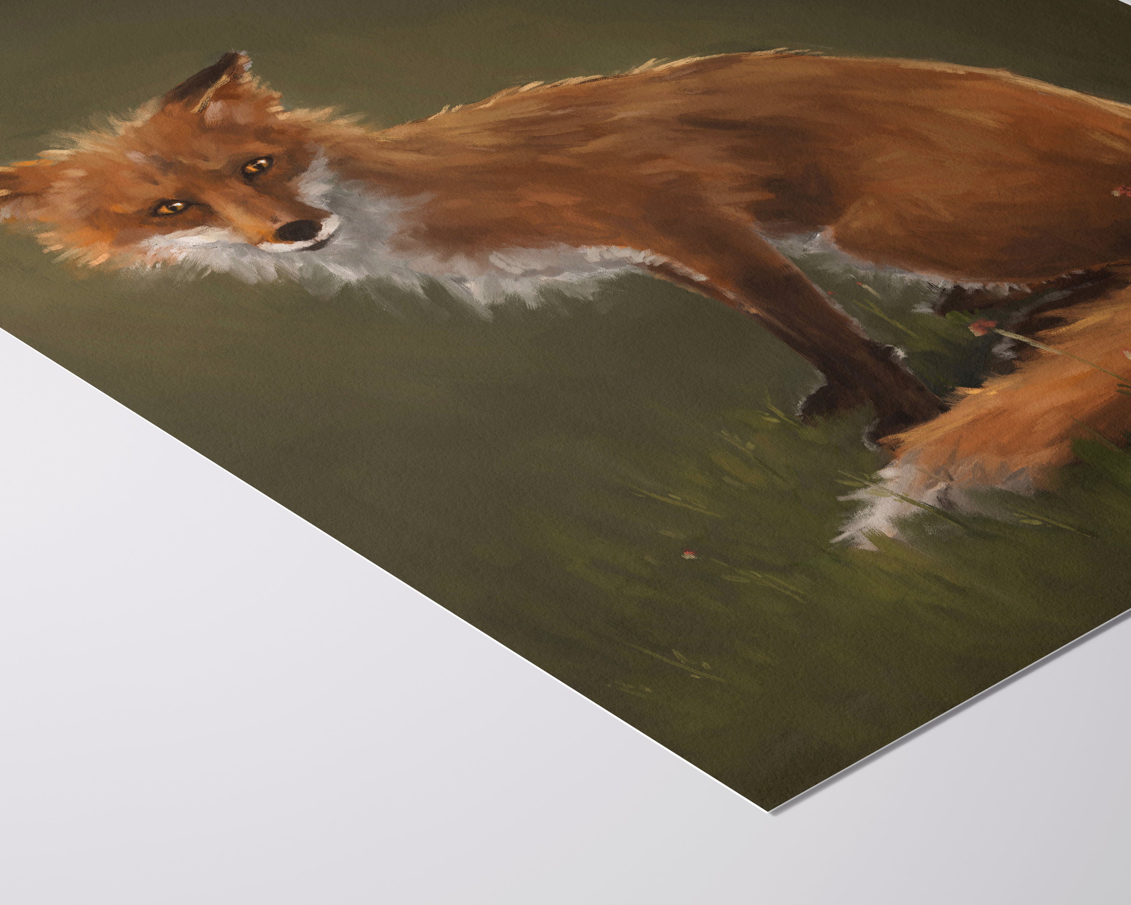 "The Fox" by Catherine Hébert - Forest Fox Oil Painting Art Print