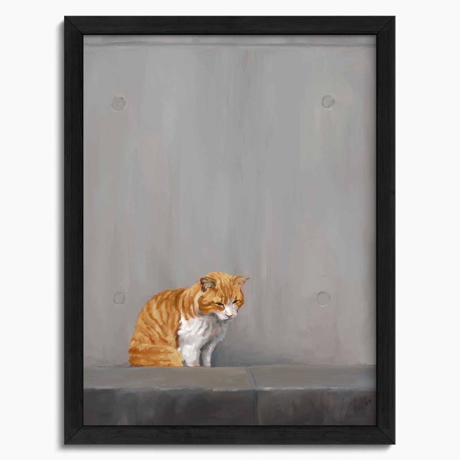 "Fukuoka no Neko" by Catherine Hébert - Orange Tabby Cat Painting Fine Art Print - 12"x16" size