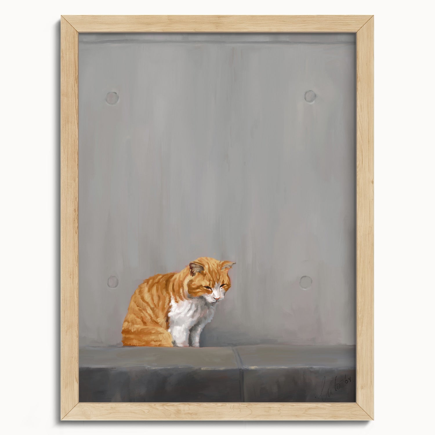 "Fukuoka no Neko" by Catherine Hébert - Orange Tabby Cat Painting Fine Art Print - 12"x16" size