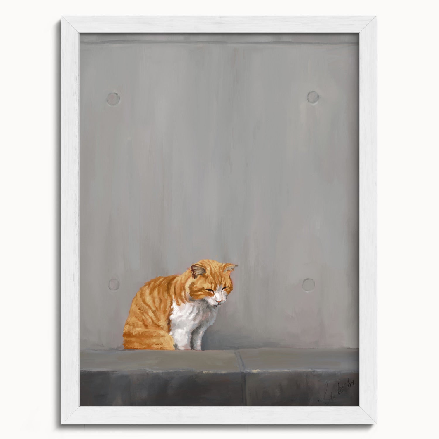 "Fukuoka no Neko" by Catherine Hébert - Orange Tabby Cat Painting Fine Art Print - 12"x16" size