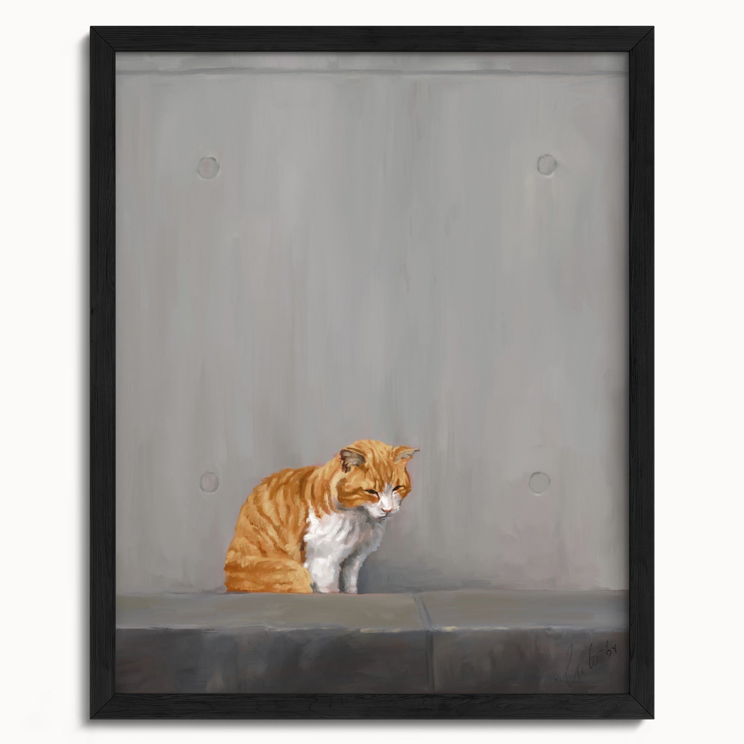 "Fukuoka no Neko" by Catherine Hébert - Orange Tabby Cat Painting Fine Art Print - 16"x20" size