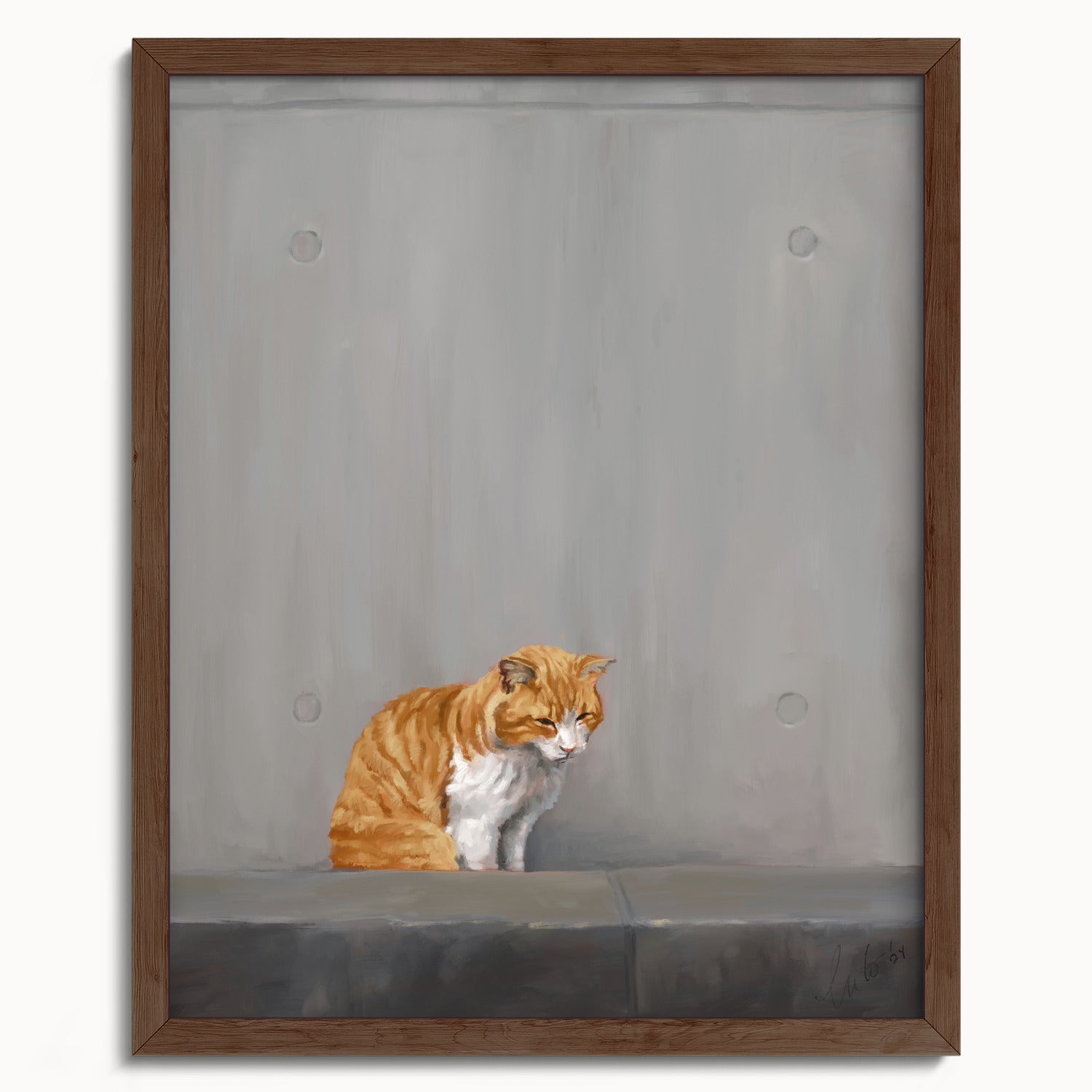 "Fukuoka no Neko" by Catherine Hébert - Orange Tabby Cat Painting Fine Art Print - 16"x20" size