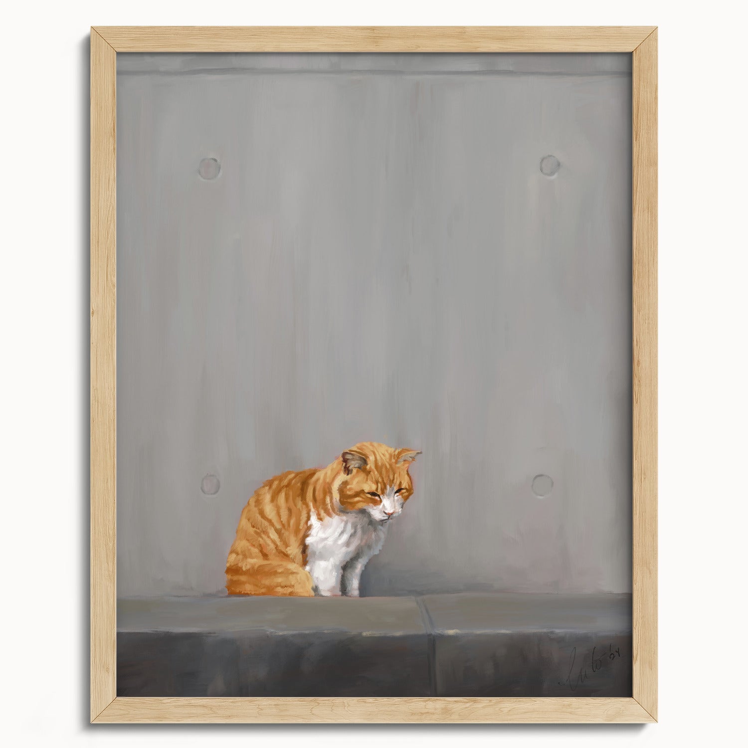 "Fukuoka no Neko" by Catherine Hébert - Orange Tabby Cat Painting Fine Art Print - 16"x20" size
