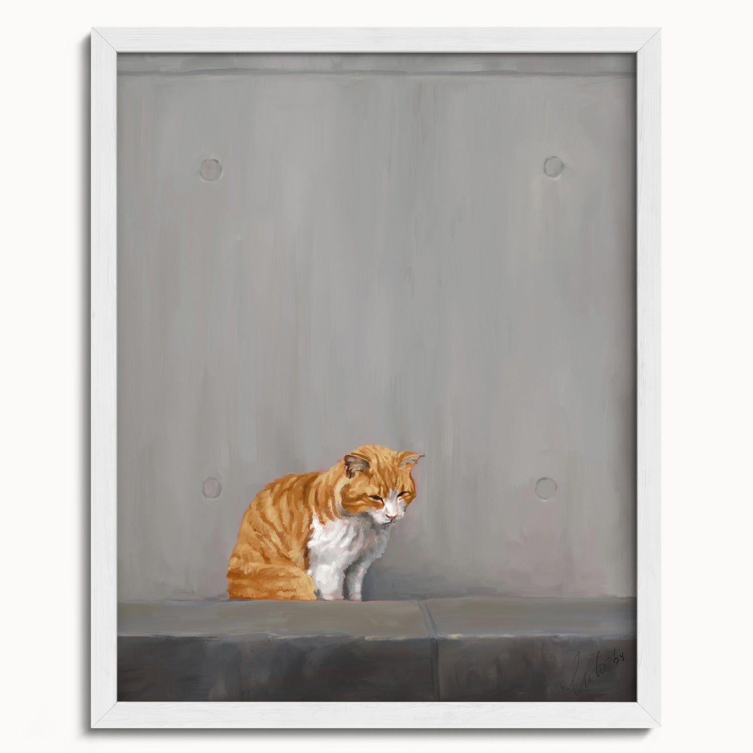 "Fukuoka no Neko" by Catherine Hébert - Orange Tabby Cat Painting Fine Art Print - 16"x20" size