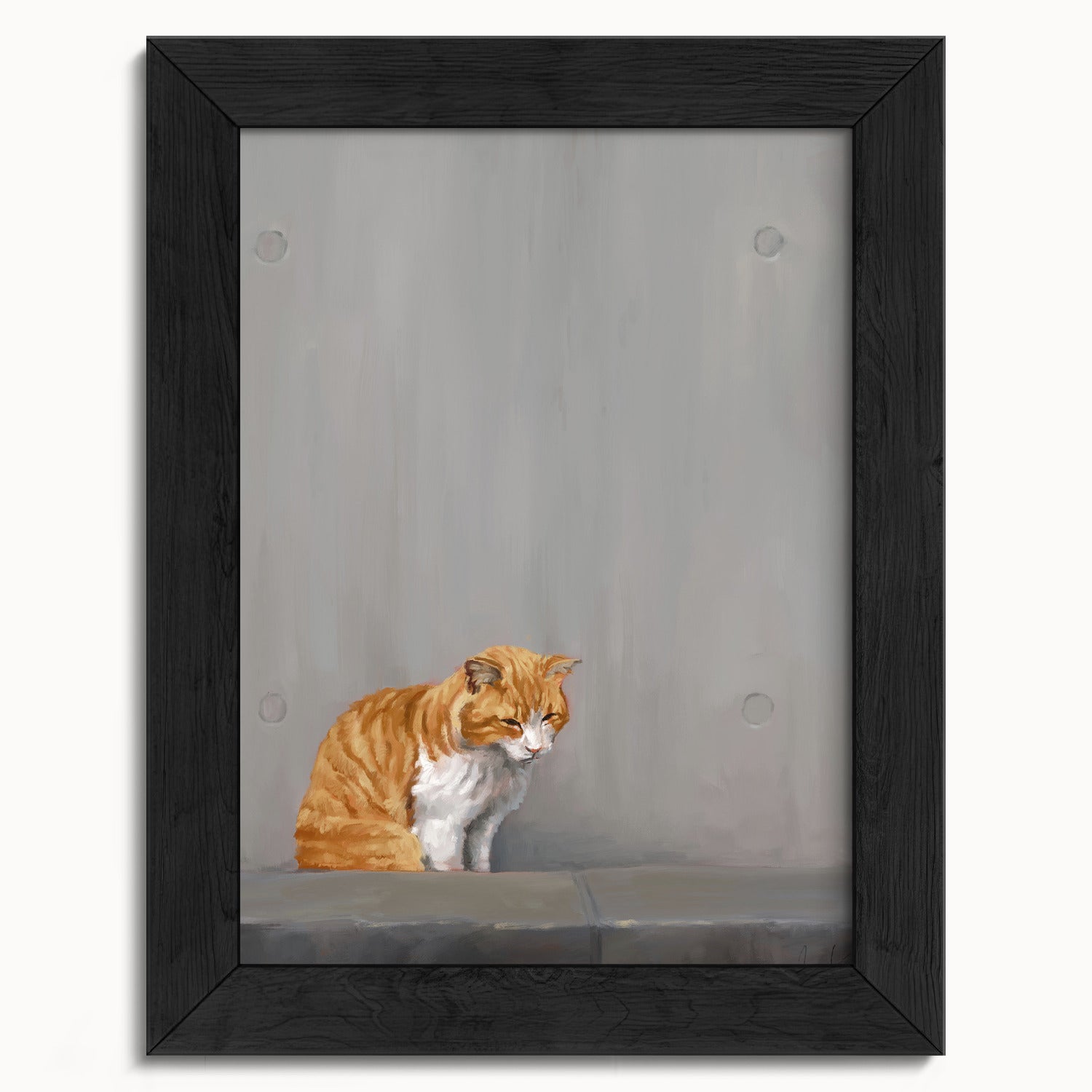 "Fukuoka no Neko" by Catherine Hébert - Orange Tabby Cat Painting Fine Art Print - 5"x7" size