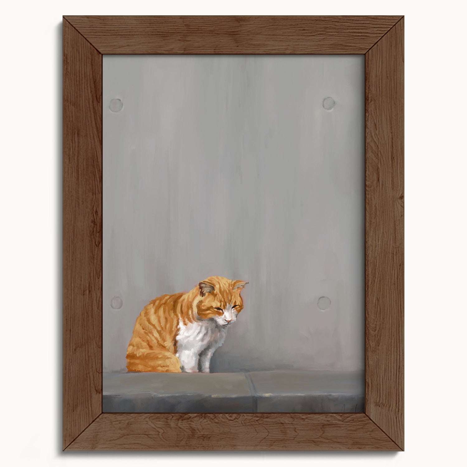 "Fukuoka no Neko" by Catherine Hébert - Orange Tabby Cat Painting Fine Art Print - 5"x7" size