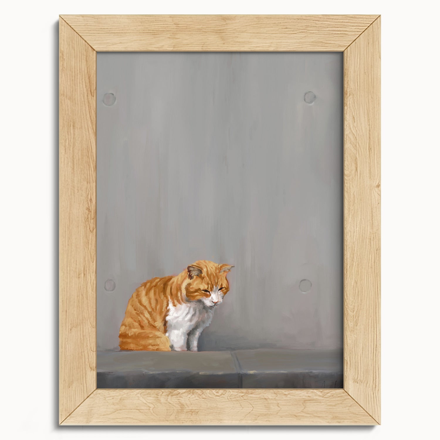 "Fukuoka no Neko" by Catherine Hébert - Orange Tabby Cat Painting Fine Art Print - 5"x7" size