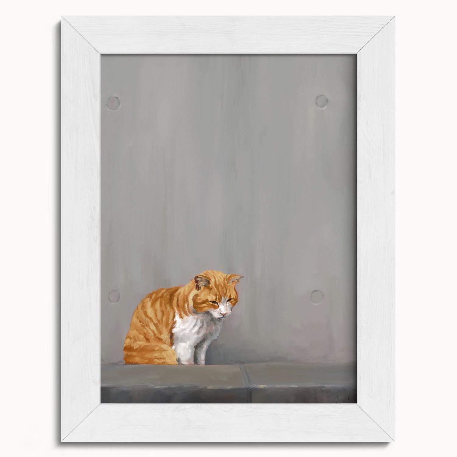 "Fukuoka no Neko" by Catherine Hébert - Orange Tabby Cat Painting Fine Art Print - 5"x7" size