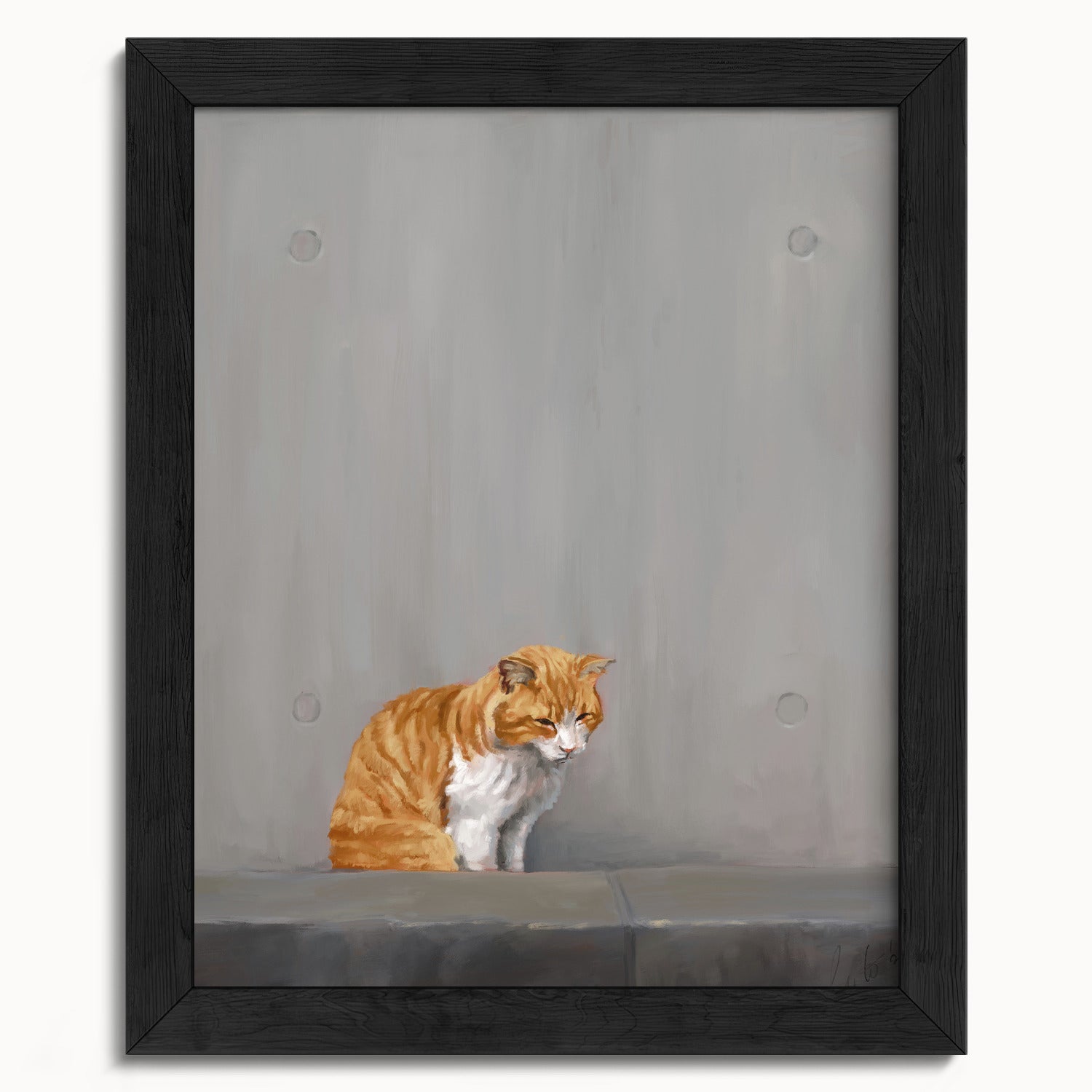 "Fukuoka no Neko" by Catherine Hébert - Orange Tabby Cat Painting Fine Art Print - 8"x10" size