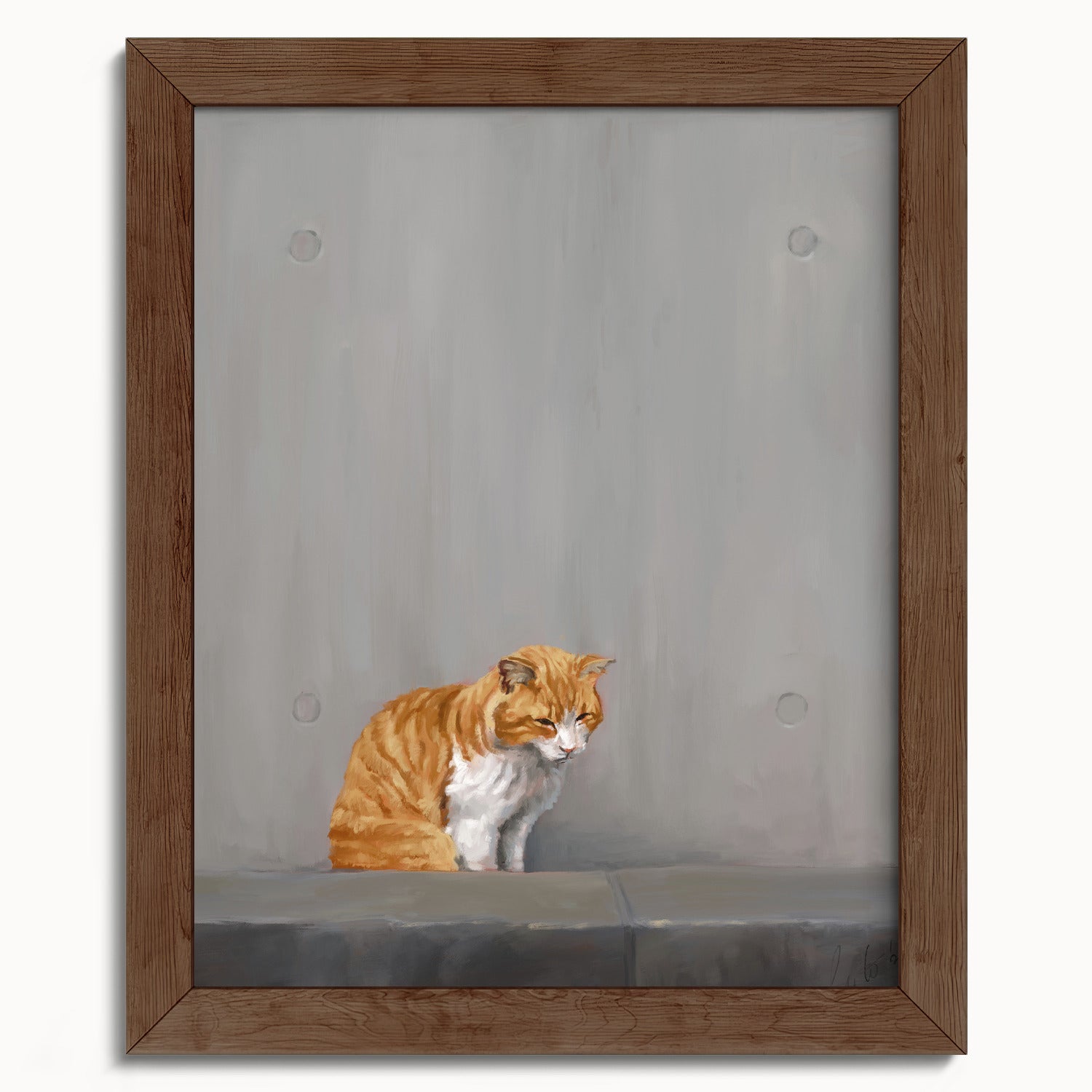 "Fukuoka no Neko" by Catherine Hébert - Orange Tabby Cat Painting Fine Art Print - 8"x10" size