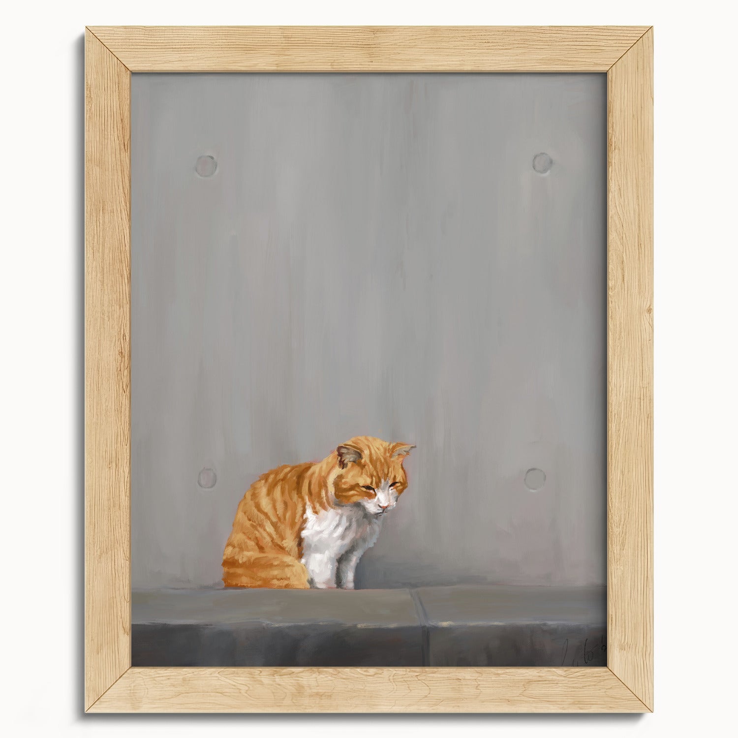 "Fukuoka no Neko" by Catherine Hébert - Orange Tabby Cat Painting Fine Art Print - 8"x10" size