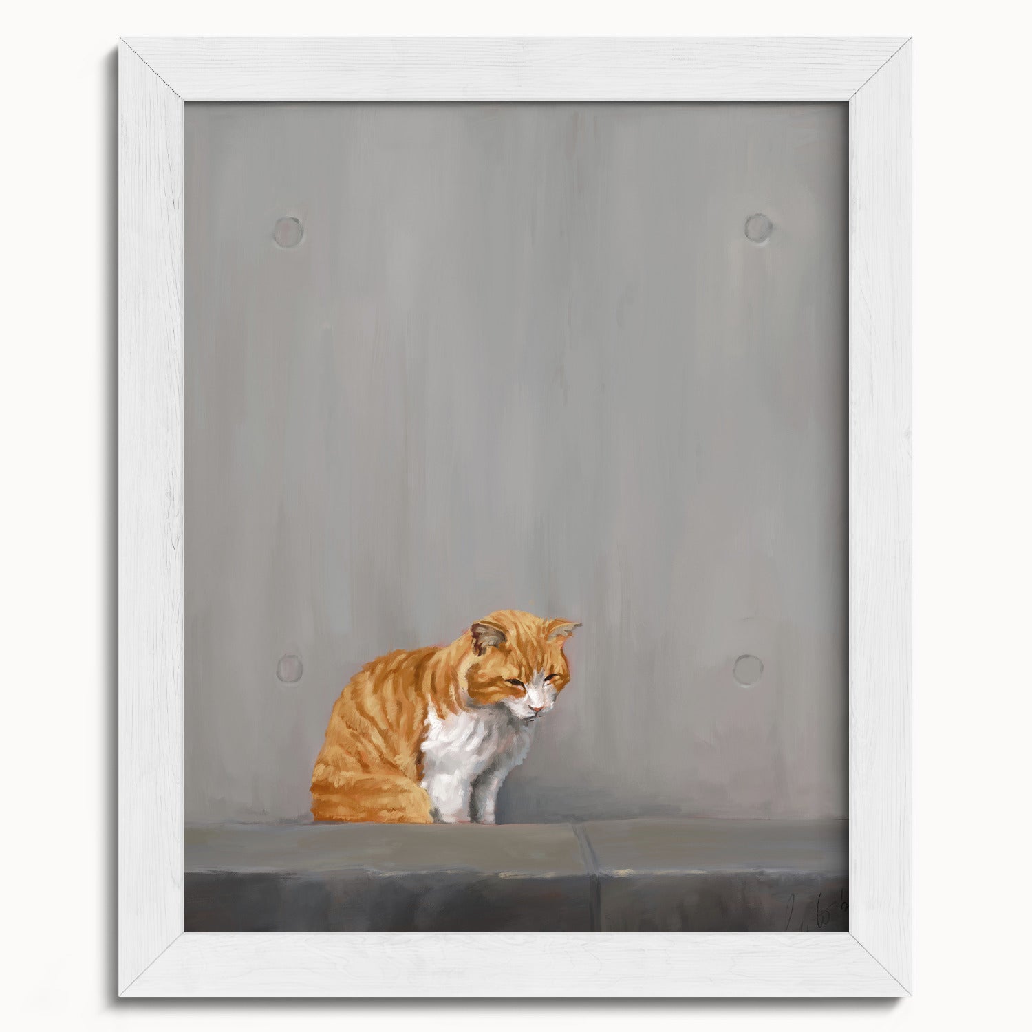"Fukuoka no Neko" by Catherine Hébert - Orange Tabby Cat Painting Fine Art Print - 8"x10" size