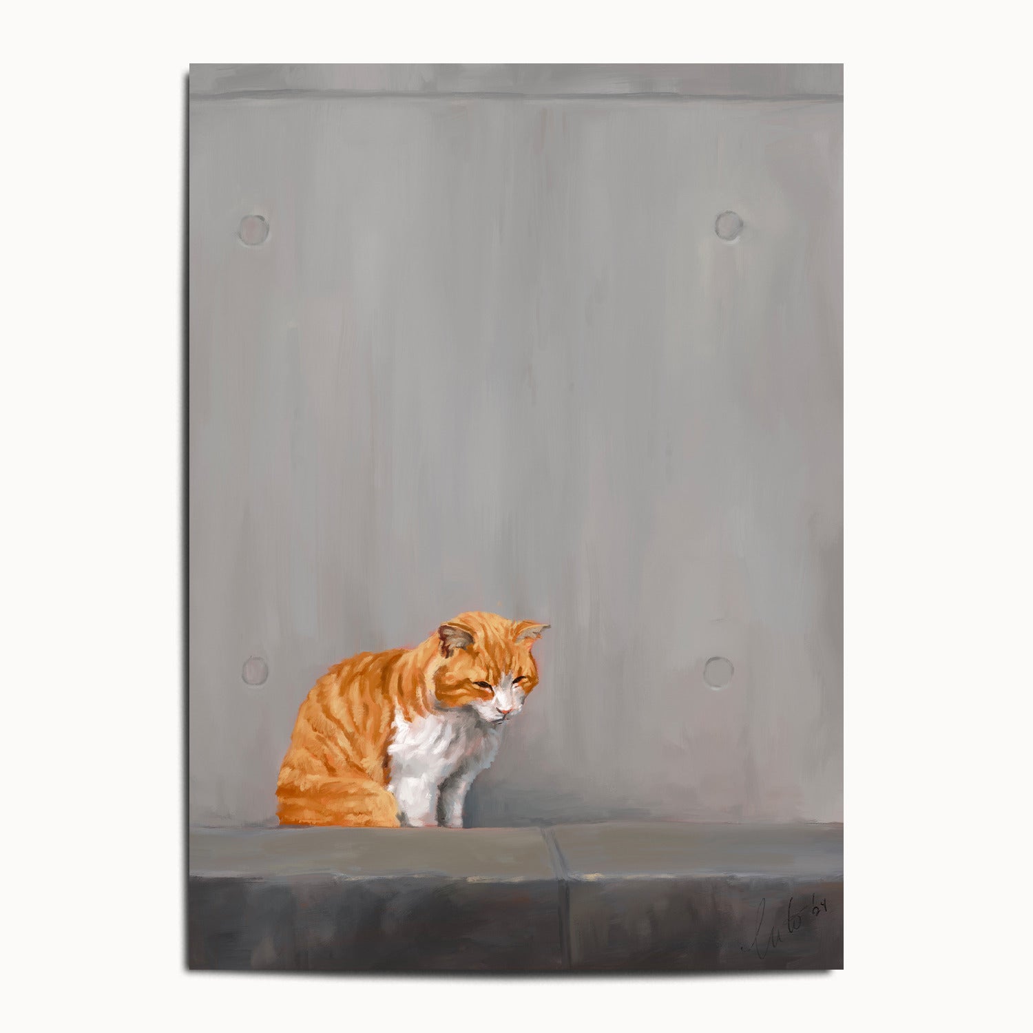 "Fukuoka no Neko" by Catherine Hébert - Orange Tabby Cat Painting Fine Art Print - 13"x18" size