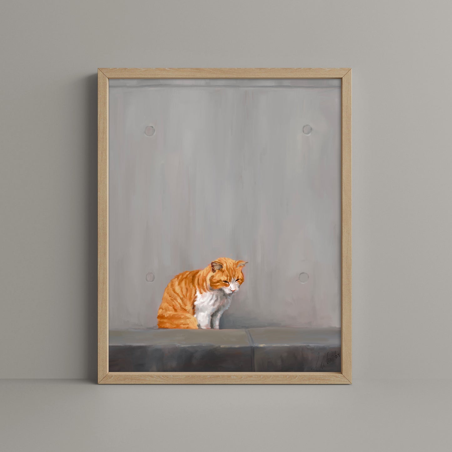 "Fukuoka no Neko" by Catherine Hébert - Orange Tabby Cat Painting Art Print