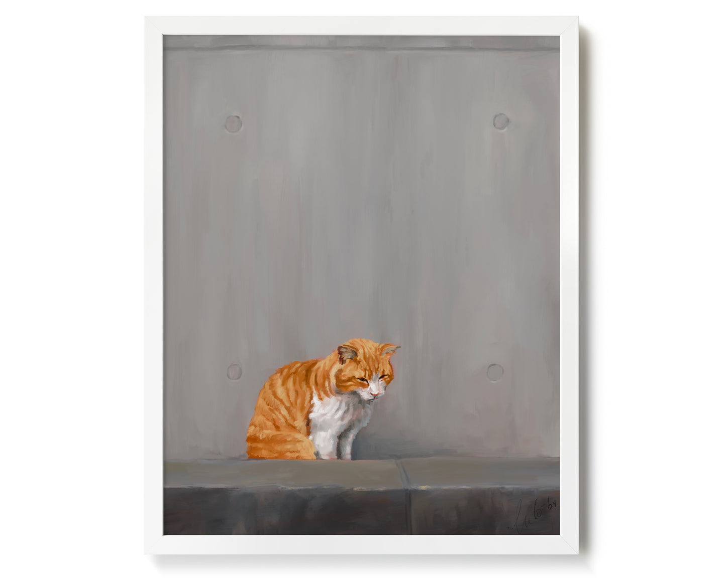 "Fukuoka no Neko" by Catherine Hébert - Orange Tabby Cat Painting Art Print - 0"x0" size