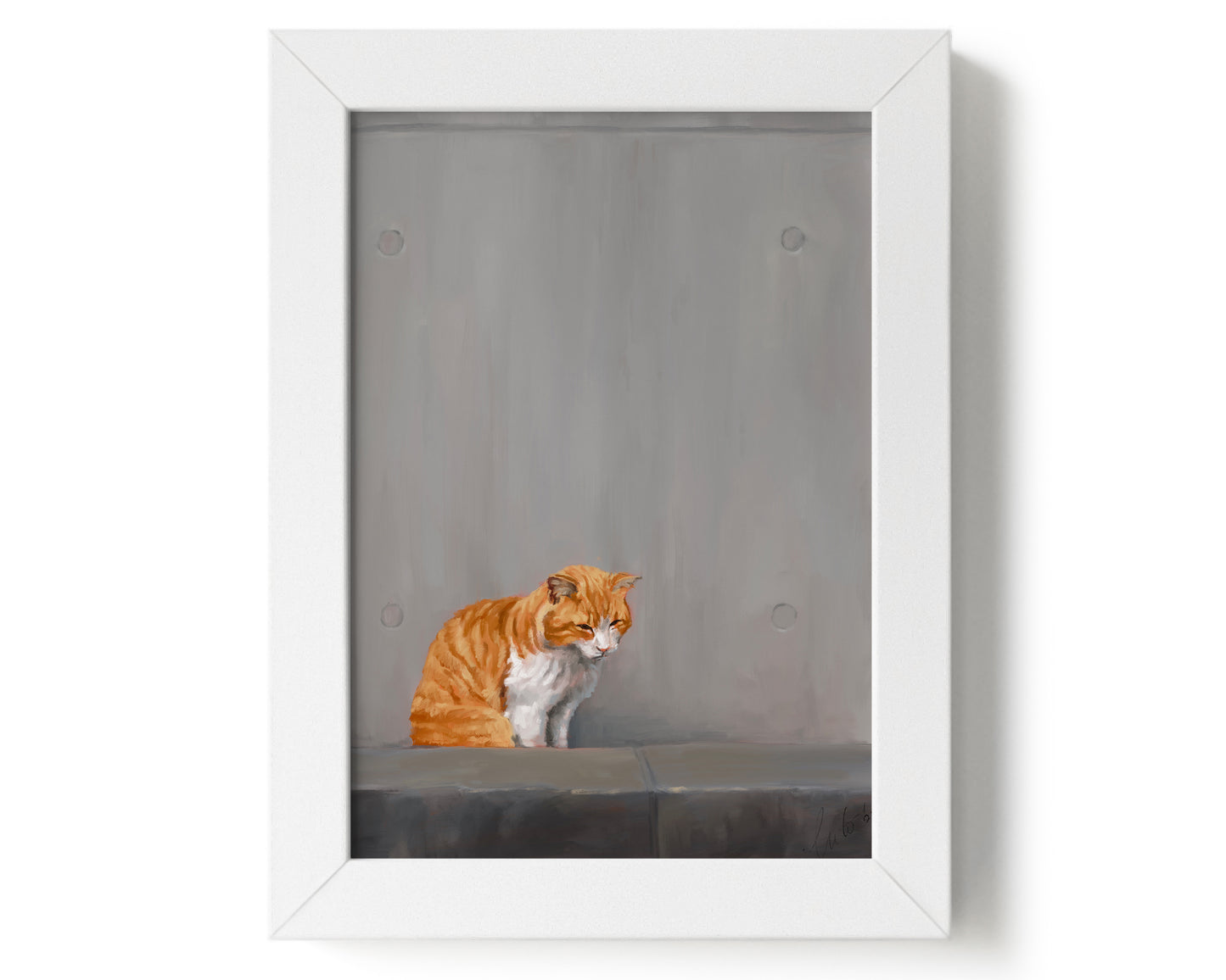 "Fukuoka no Neko" by Catherine Hébert - Orange Tabby Cat Painting Art Print - 5"x7" size