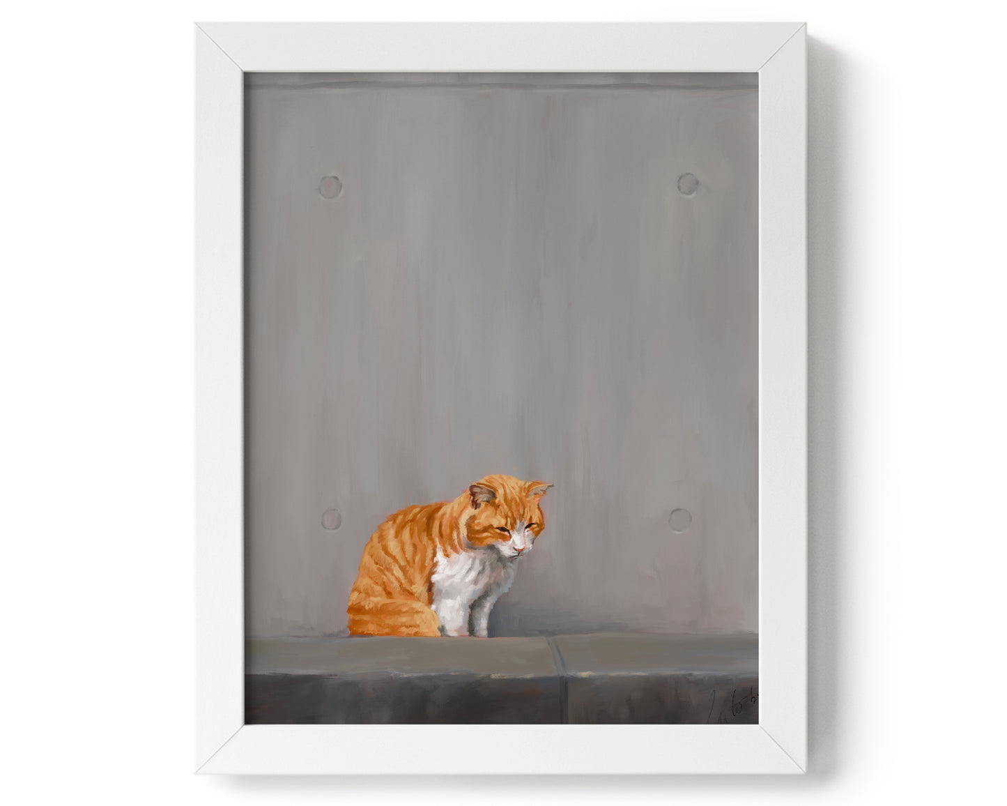 "Fukuoka no Neko" by Catherine Hébert - Orange Tabby Cat Painting Art Print - 8"x10" size