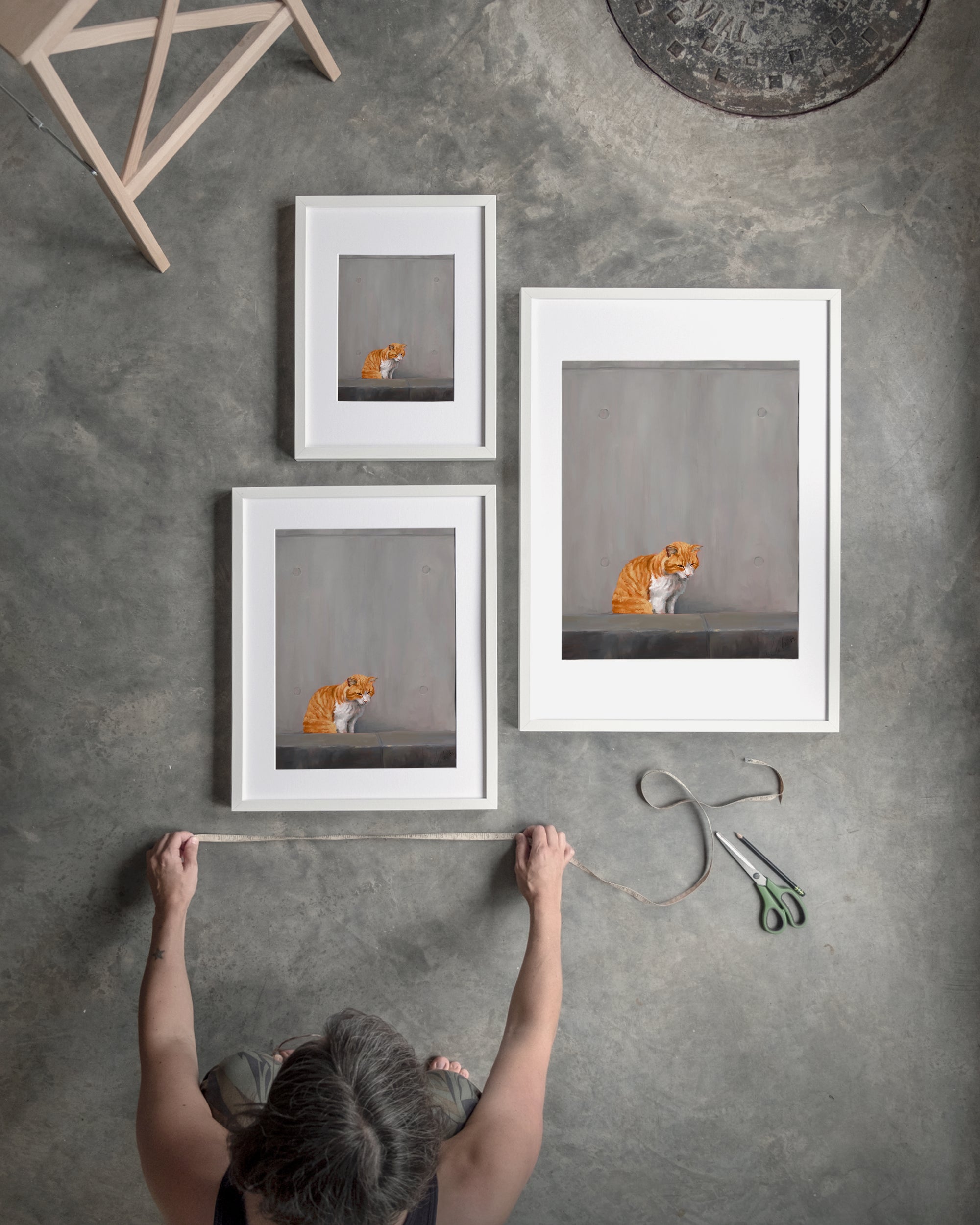 "Fukuoka no Neko" by Catherine Hébert - Orange Tabby Cat Painting Fine Art Print