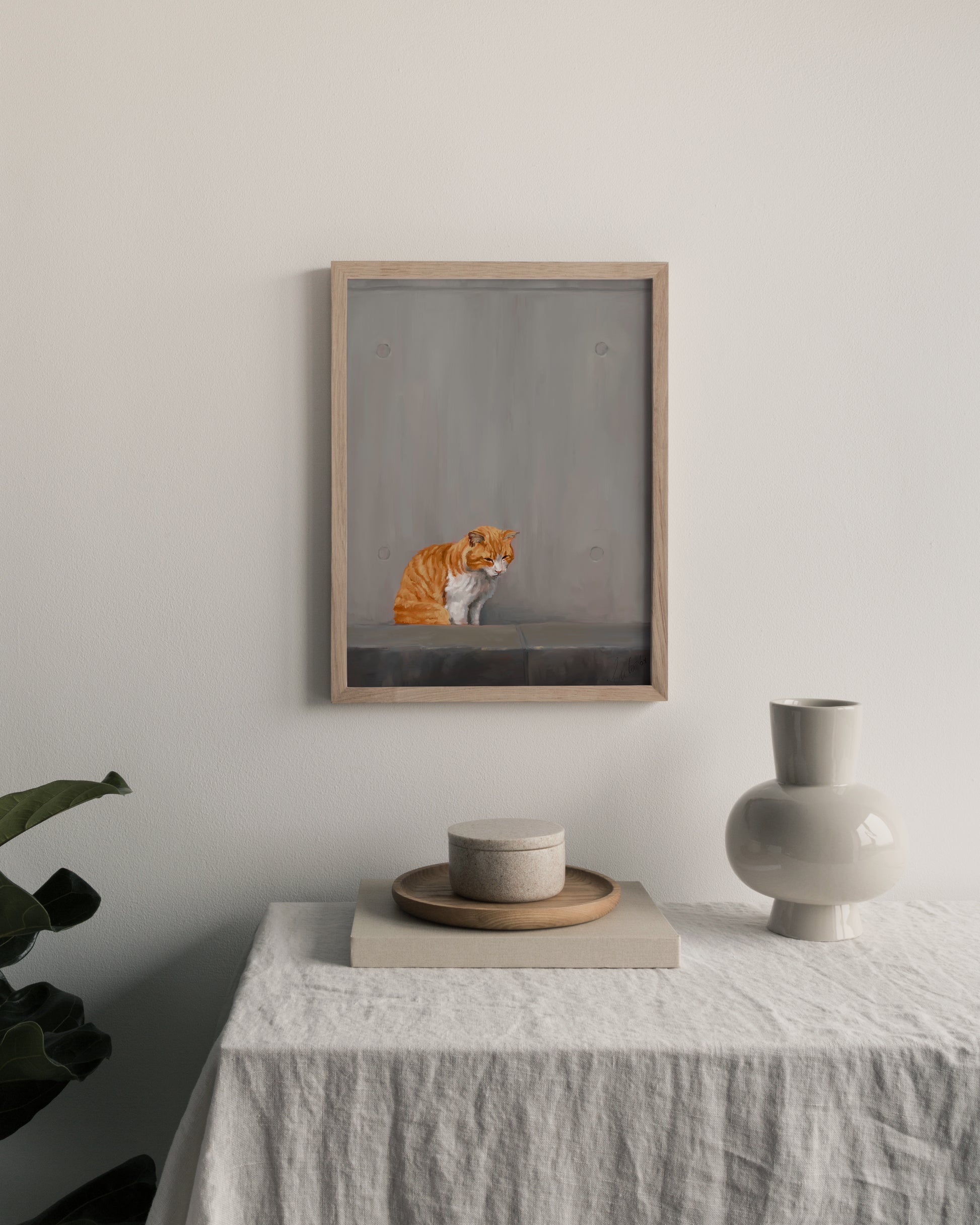 "Fukuoka no Neko" by Catherine Hébert - Orange Tabby Cat Painting Art Print
