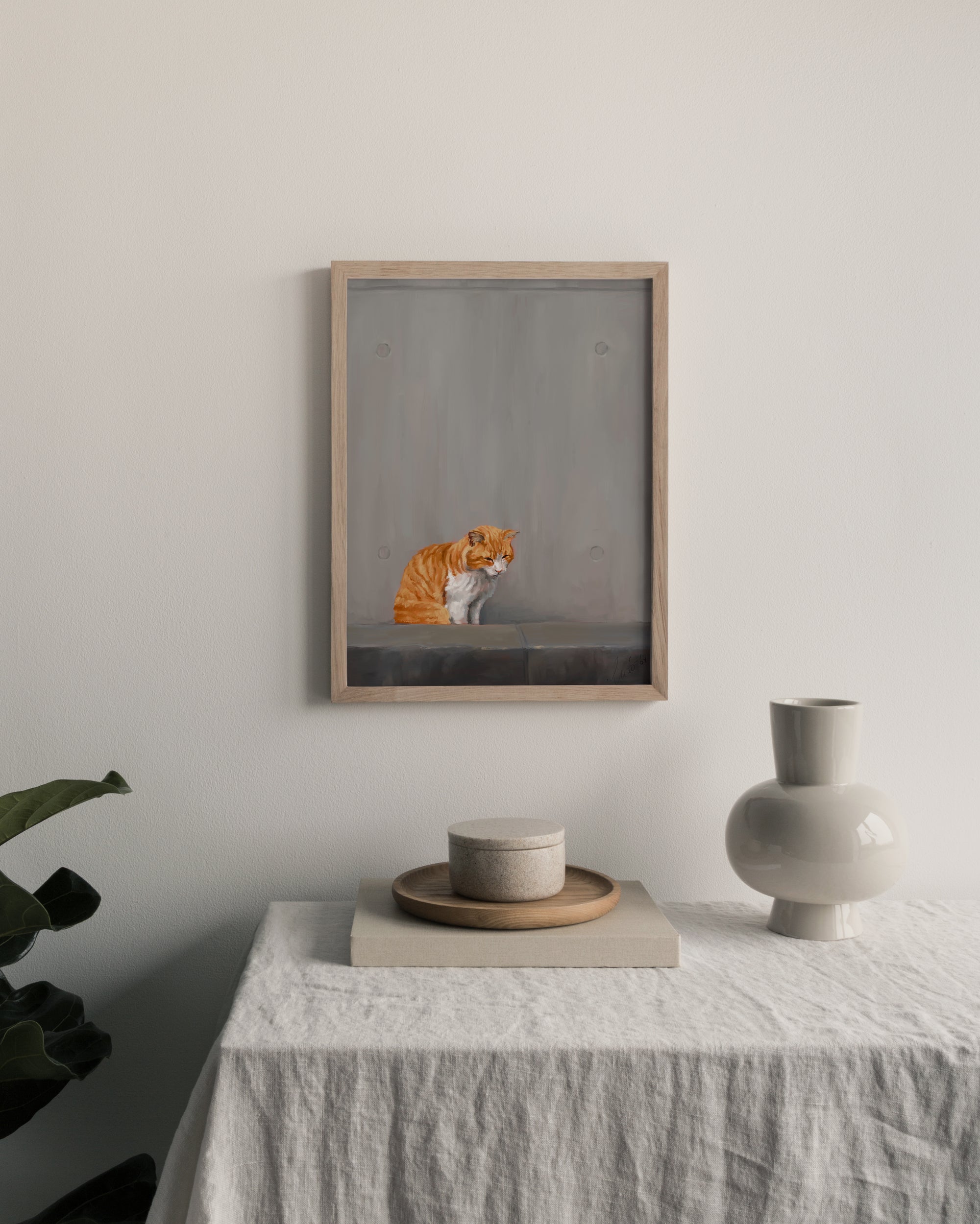 "Fukuoka no Neko" by Catherine Hébert - Orange Tabby Cat Painting Fine Art Print
