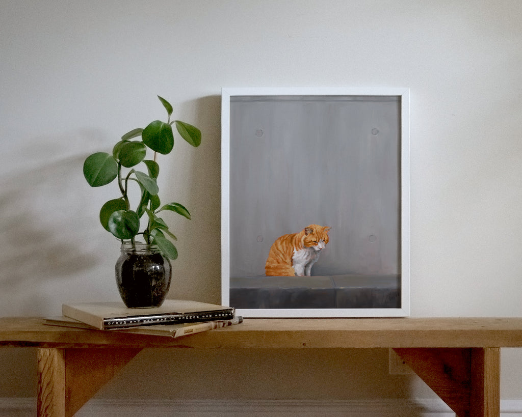 "Fukuoka no Neko" by Catherine Hébert - Orange Tabby Cat Painting Fine Art Print