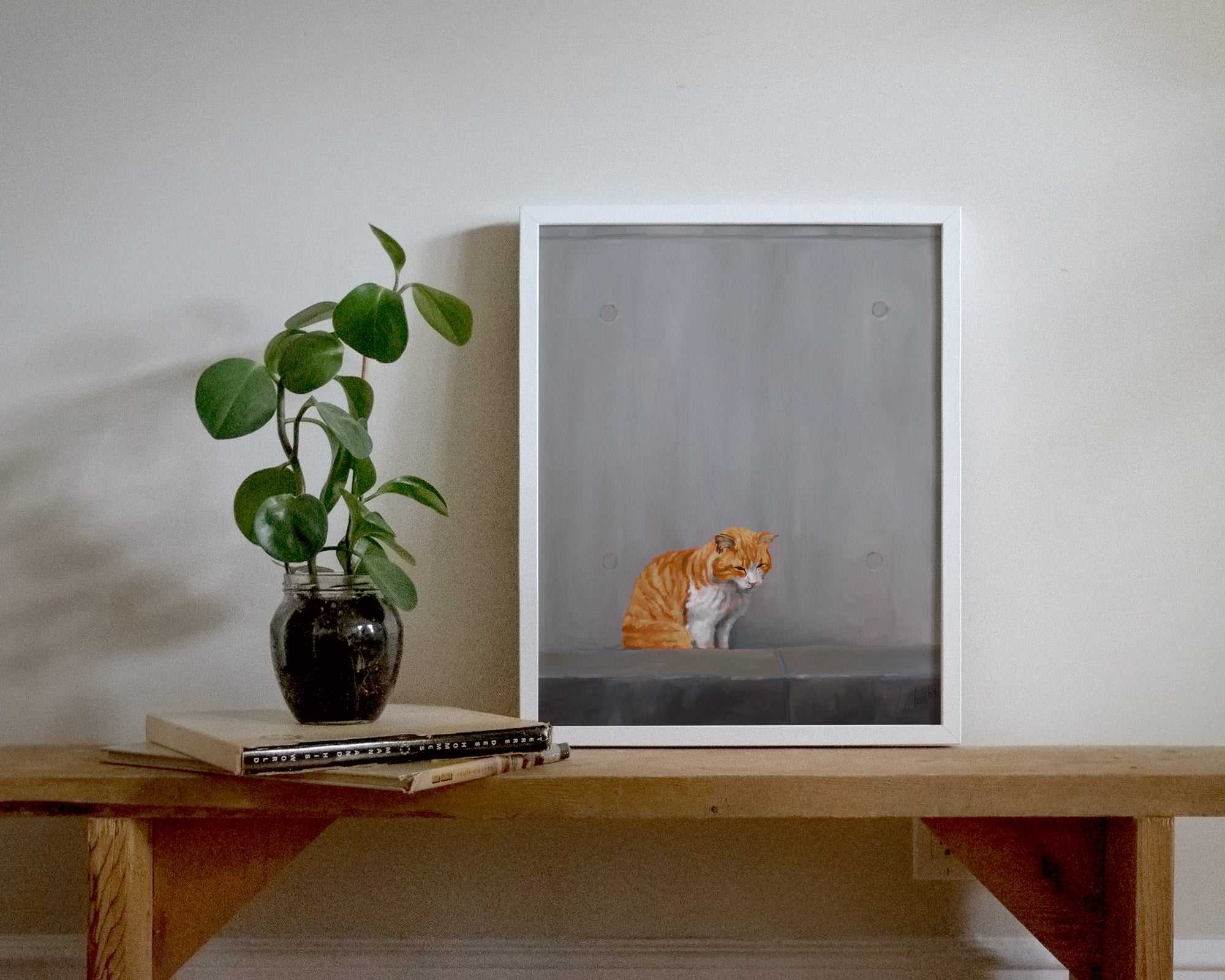 "Fukuoka no Neko" by Catherine Hébert - Orange Tabby Cat Painting Fine Art Print