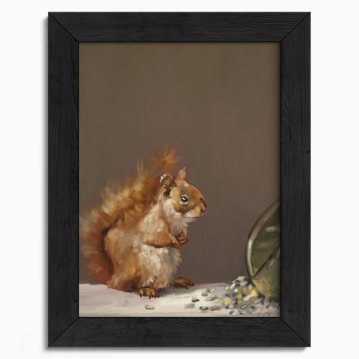 "Titi the Squirrel" by Catherine Hébert - Red Squirrel Oil Painting Fine Art Print - 5"x7" size