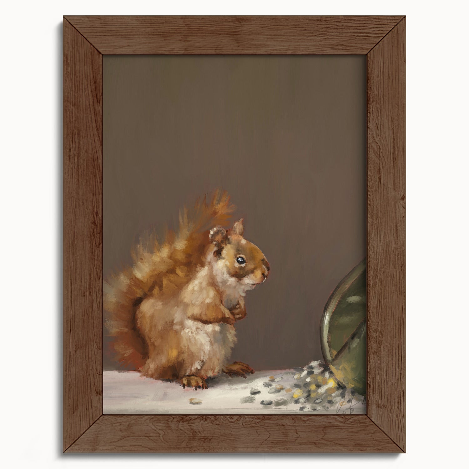 "Titi the Squirrel" by Catherine Hébert - Red Squirrel Oil Painting Fine Art Print - 5"x7" size