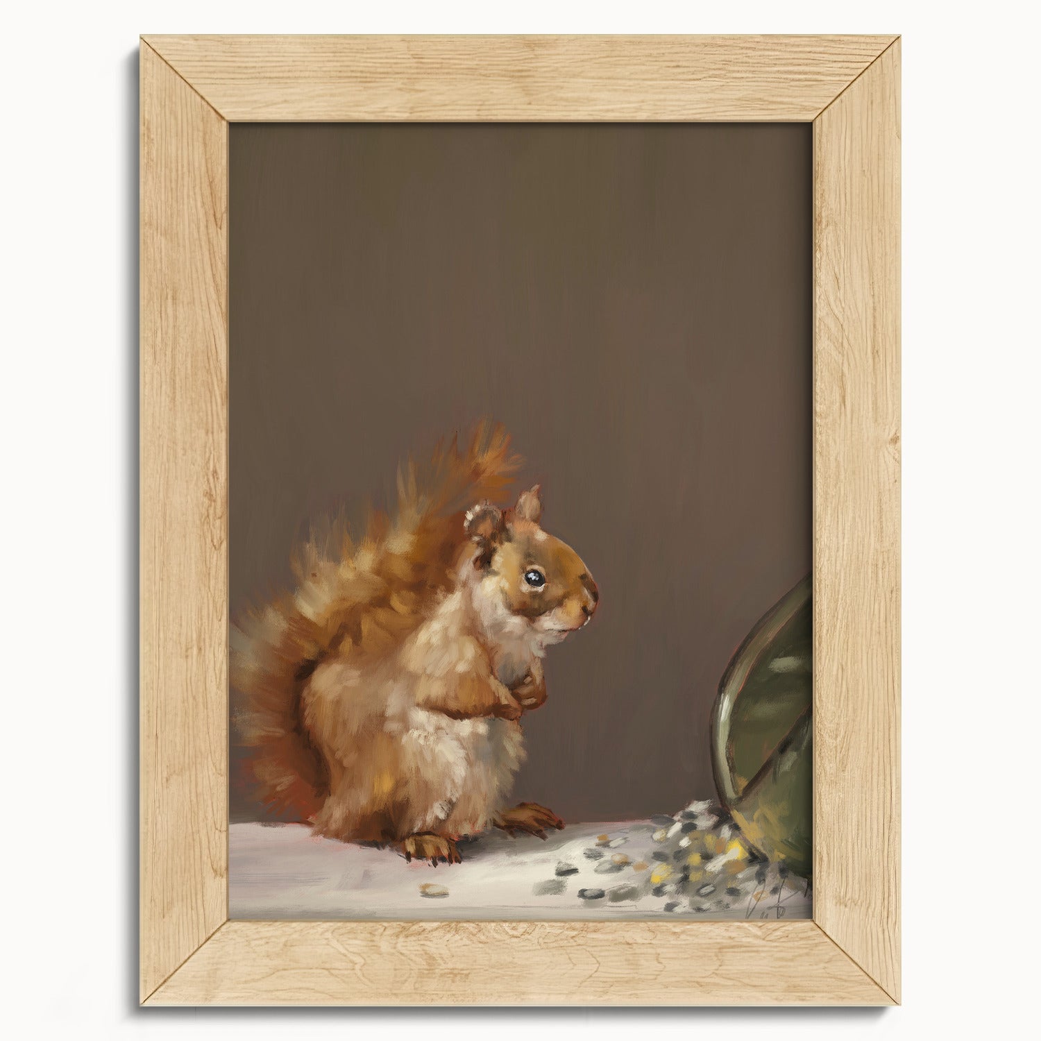 "Titi the Squirrel" by Catherine Hébert - Red Squirrel Oil Painting Fine Art Print - 5"x7" size
