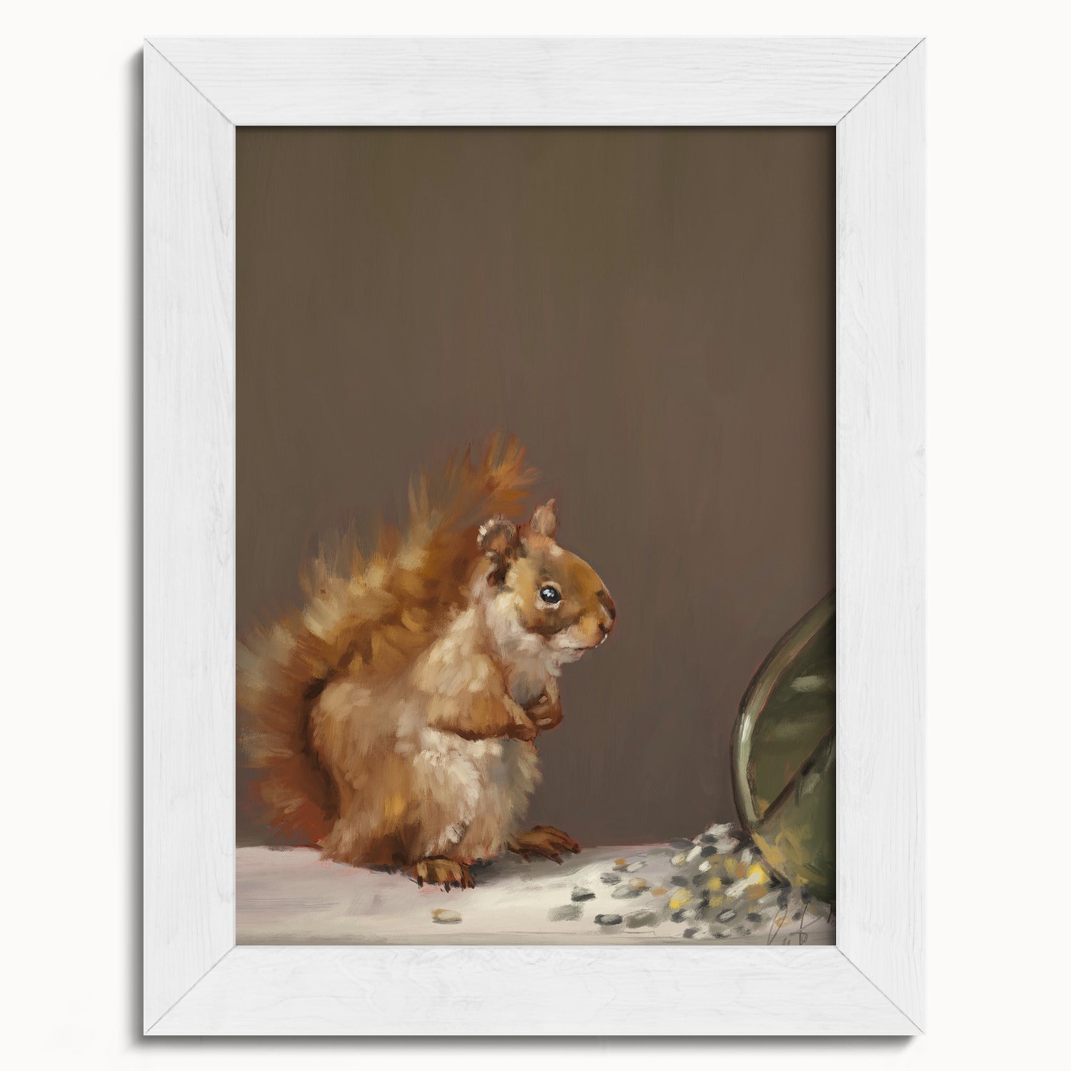 "Titi the Squirrel" by Catherine Hébert - Red Squirrel Oil Painting Fine Art Print - 5"x7" size