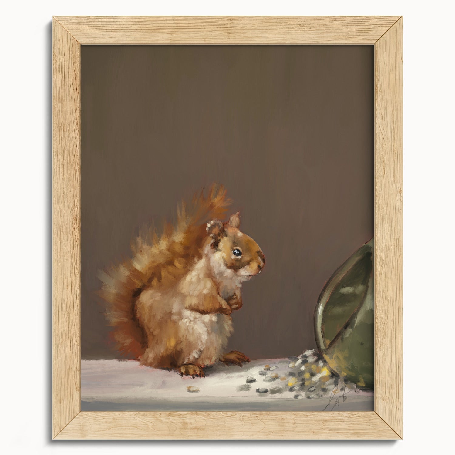 "Titi the Squirrel" by Catherine Hébert - Red Squirrel Oil Painting Fine Art Print - 8"x10" size