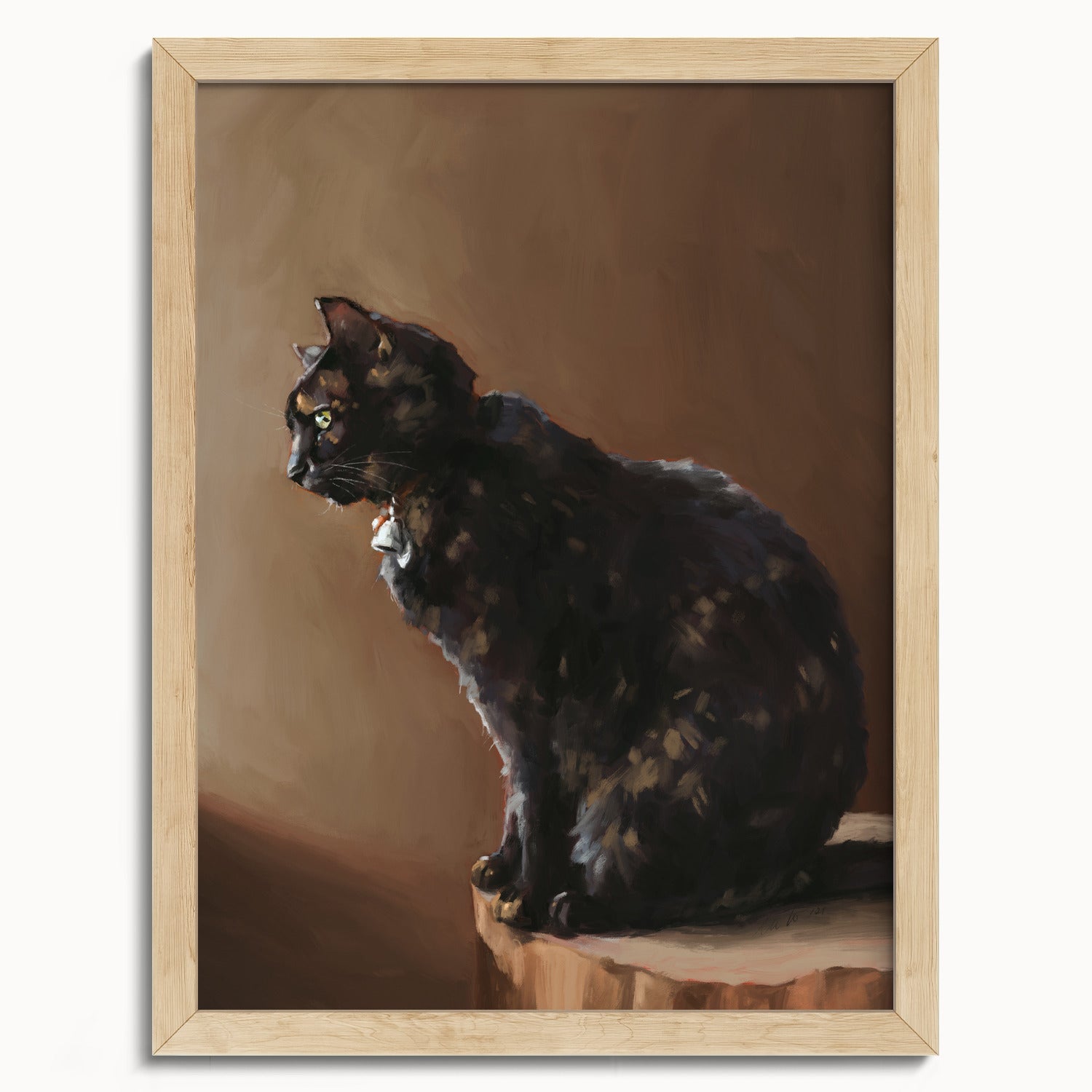 "Jarousse" by Catherine Hébert - Tortoiseshell Cat Painting Fine Art Print - 12"x16" size