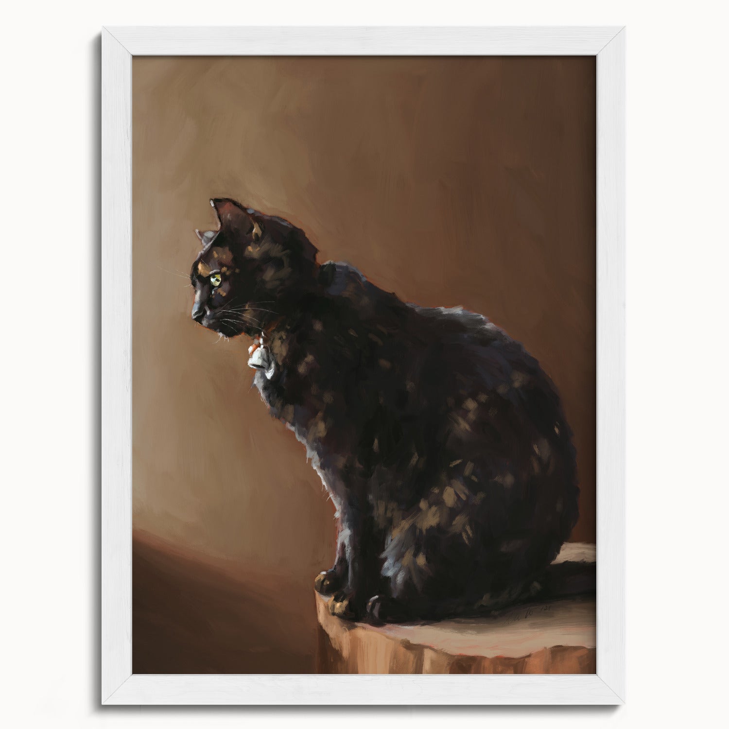 "Jarousse" by Catherine Hébert - Tortoiseshell Cat Painting Fine Art Print - 12"x16" size