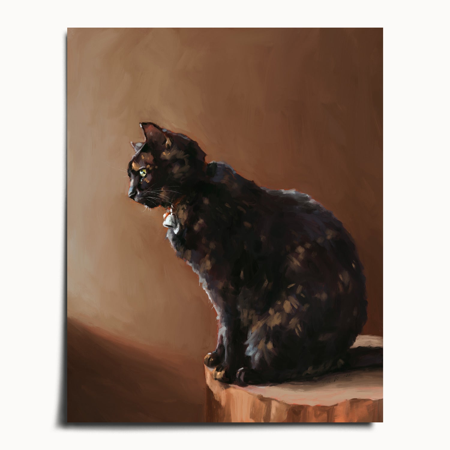 "Jarousse" by Catherine Hébert - Tortoiseshell Cat Painting Fine Art Print - 16"x20" size