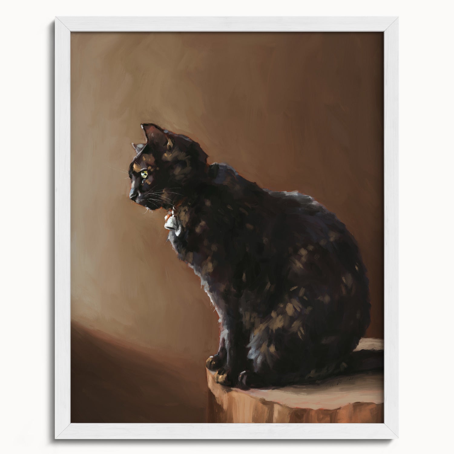 "Jarousse" by Catherine Hébert - Tortoiseshell Cat Painting Fine Art Print - 16"x20" size