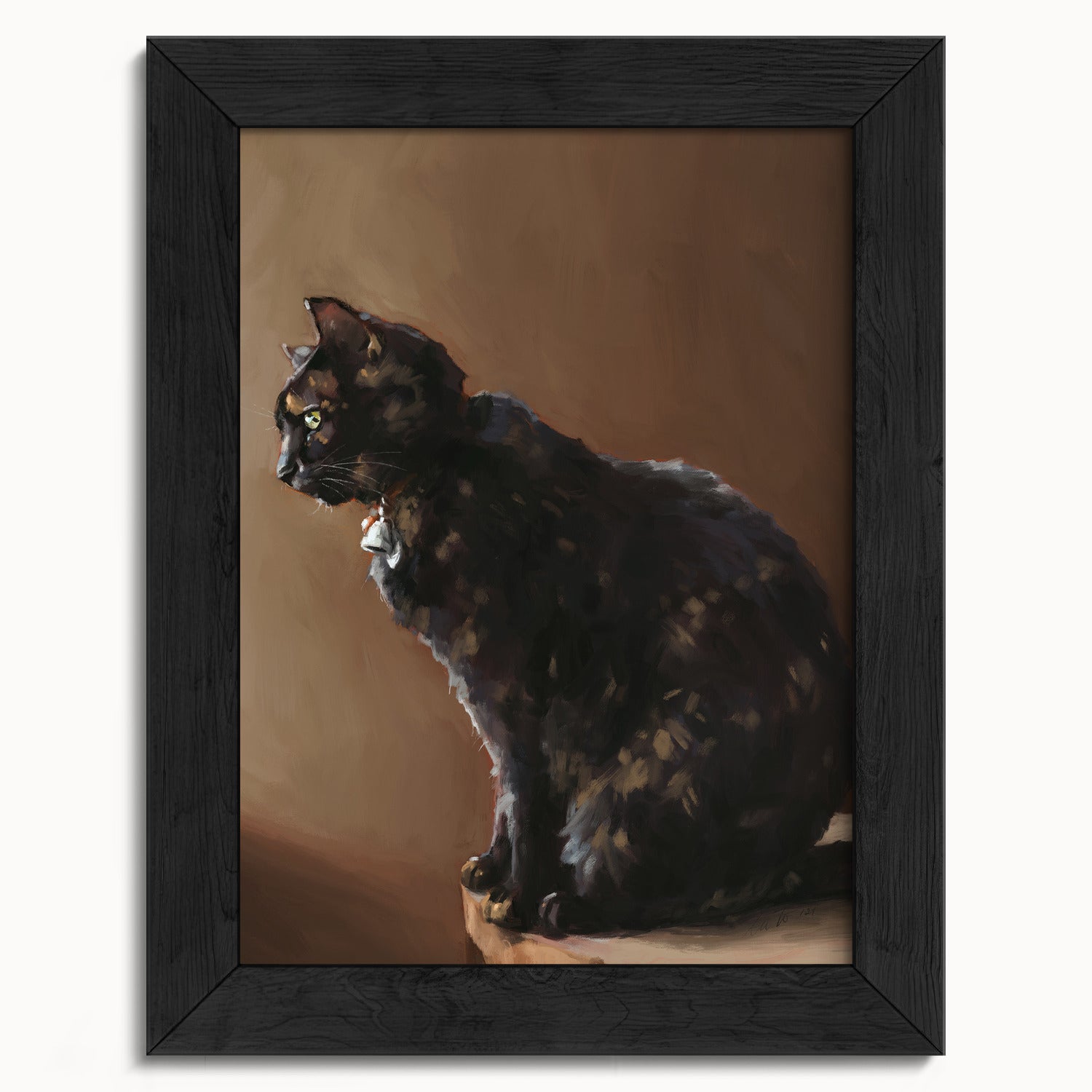 "Jarousse" by Catherine Hébert - Tortoiseshell Cat Painting Fine Art Print - 5"x7" size