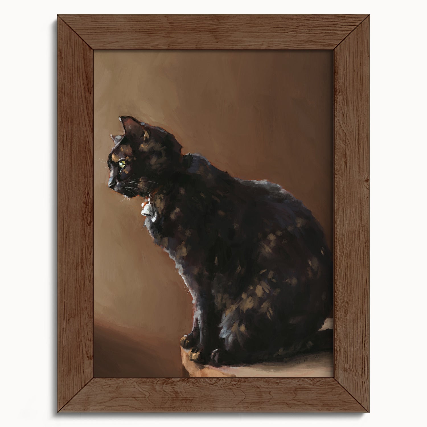 "Jarousse" by Catherine Hébert - Tortoiseshell Cat Painting Fine Art Print - 5"x7" size