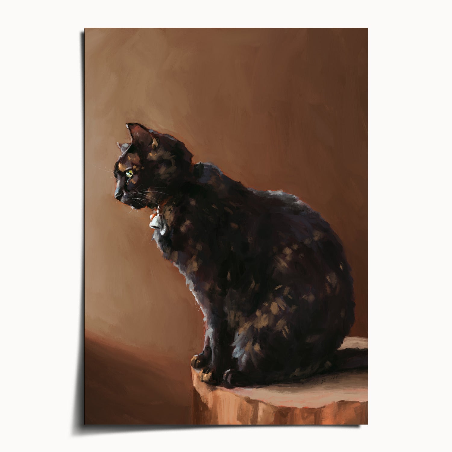 "Jarousse" by Catherine Hébert - Tortoiseshell Cat Painting Fine Art Print - 5"x7" size
