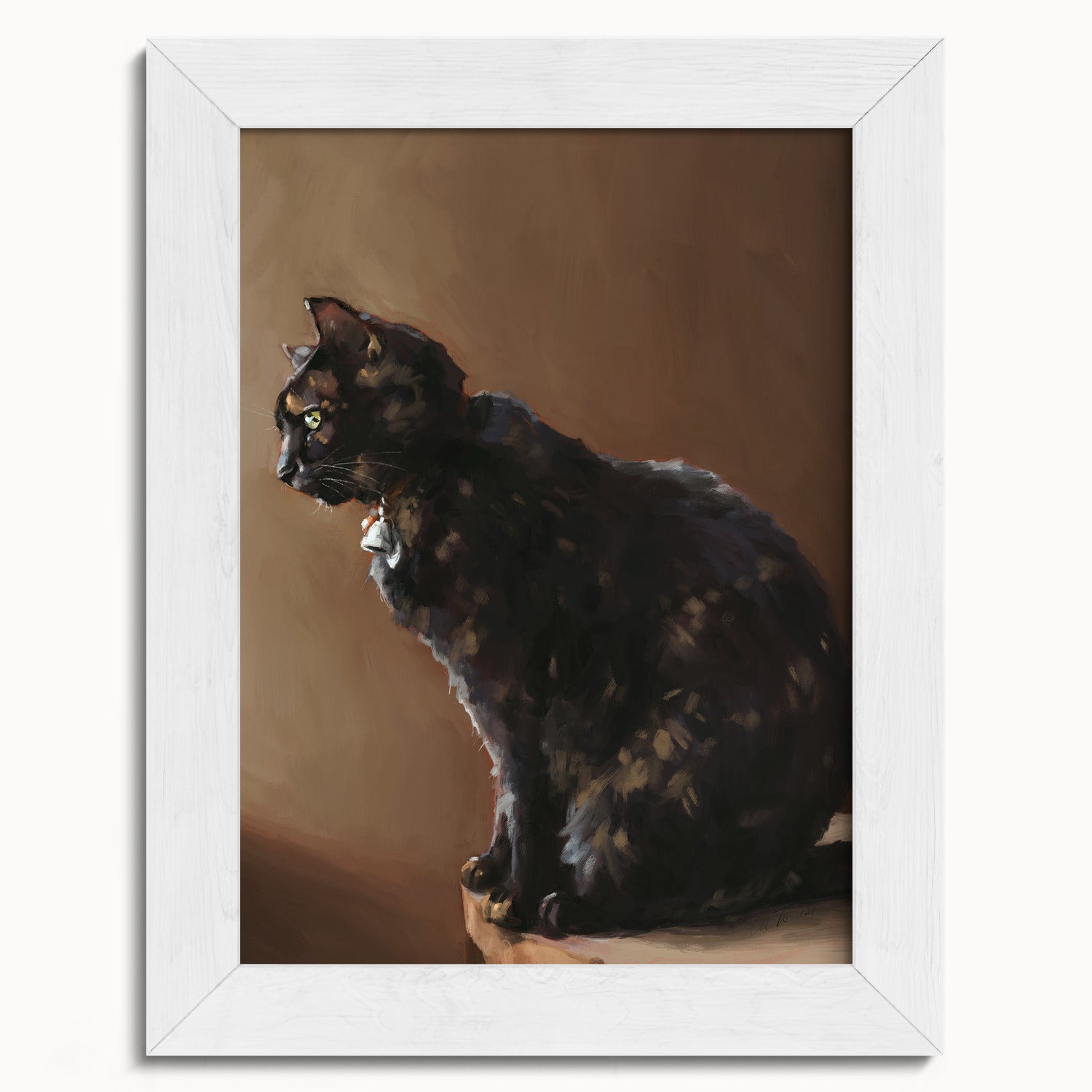 "Jarousse" by Catherine Hébert - Tortoiseshell Cat Painting Fine Art Print - 5"x7" size