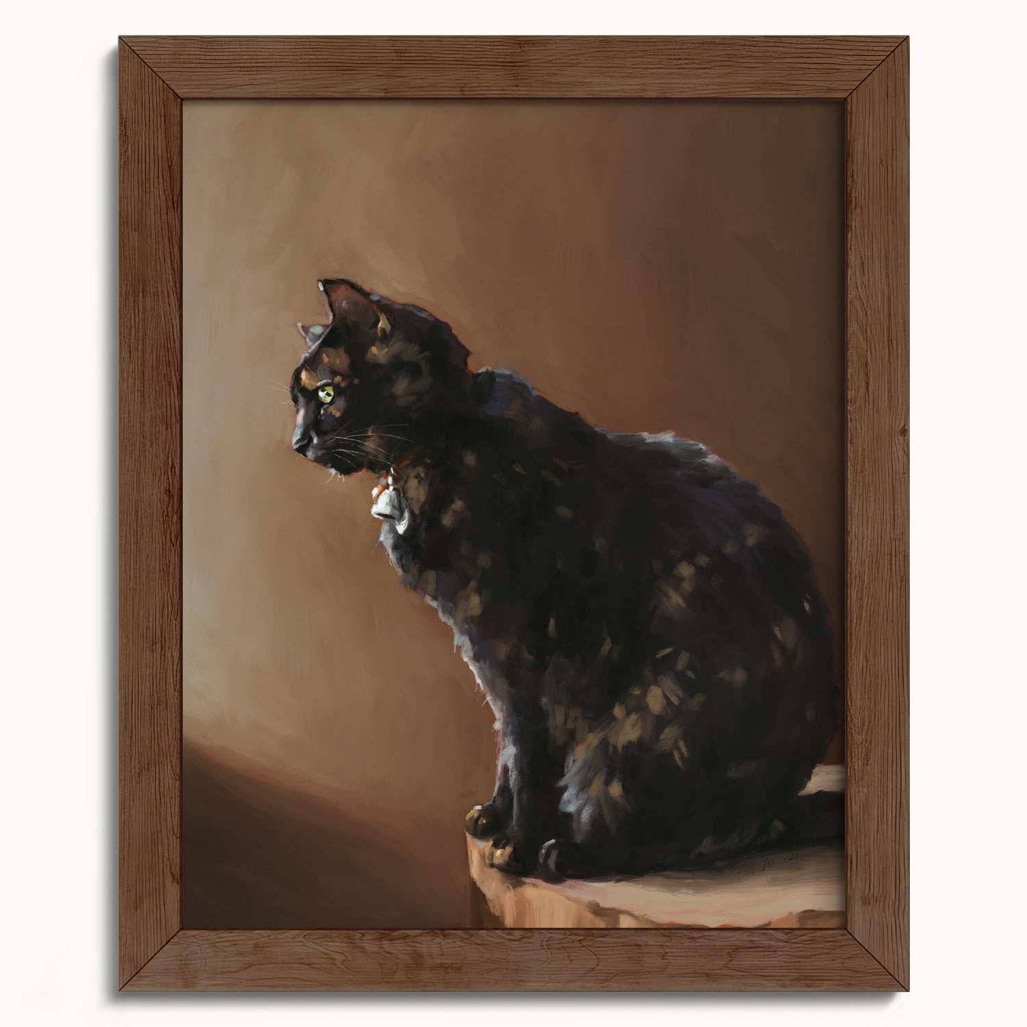 "Jarousse" by Catherine Hébert - Tortoiseshell Cat Painting Fine Art Print - 8"x10" size