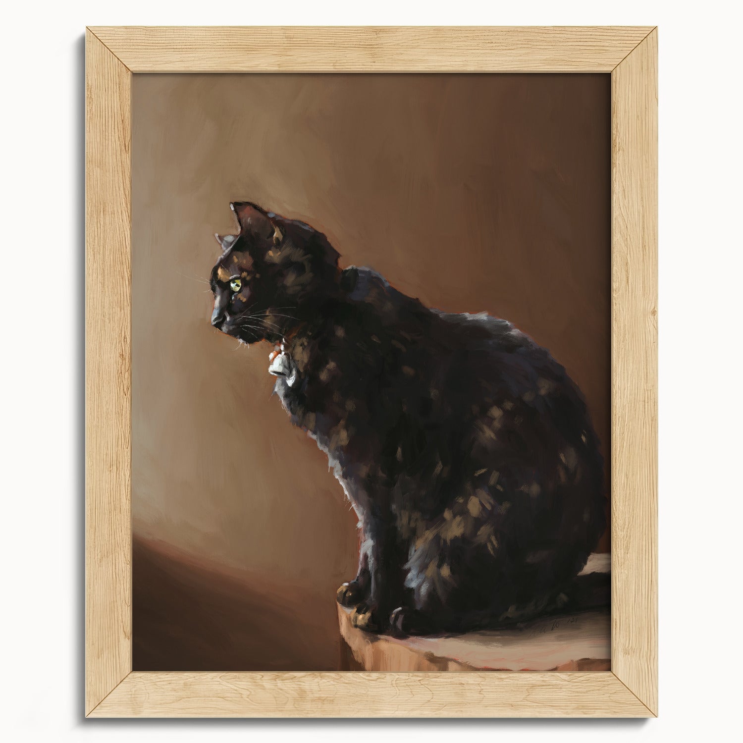 "Jarousse" by Catherine Hébert - Tortoiseshell Cat Painting Fine Art Print - 8"x10" size