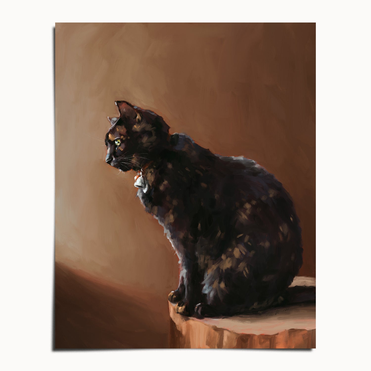 "Jarousse" by Catherine Hébert - Tortoiseshell Cat Painting Fine Art Print - 8"x10" size