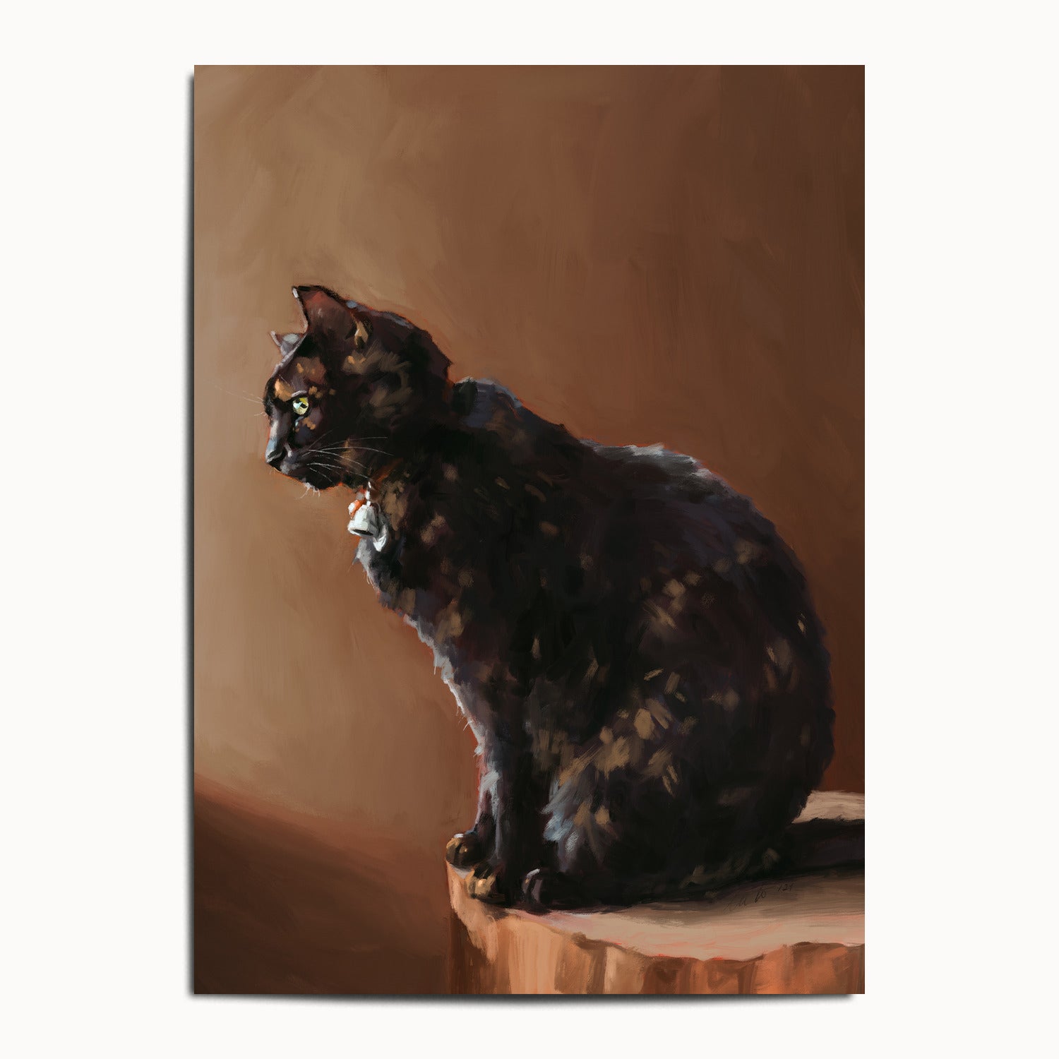 "Jarousse" by Catherine Hébert - Tortoiseshell Cat Painting Fine Art Print - 13"x18" size
