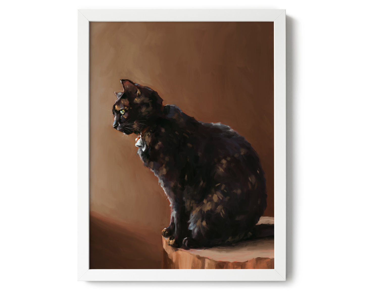 "Jarousse" by Catherine Hébert - Tortoiseshell Cat Painting Art Print - 12"x16" size