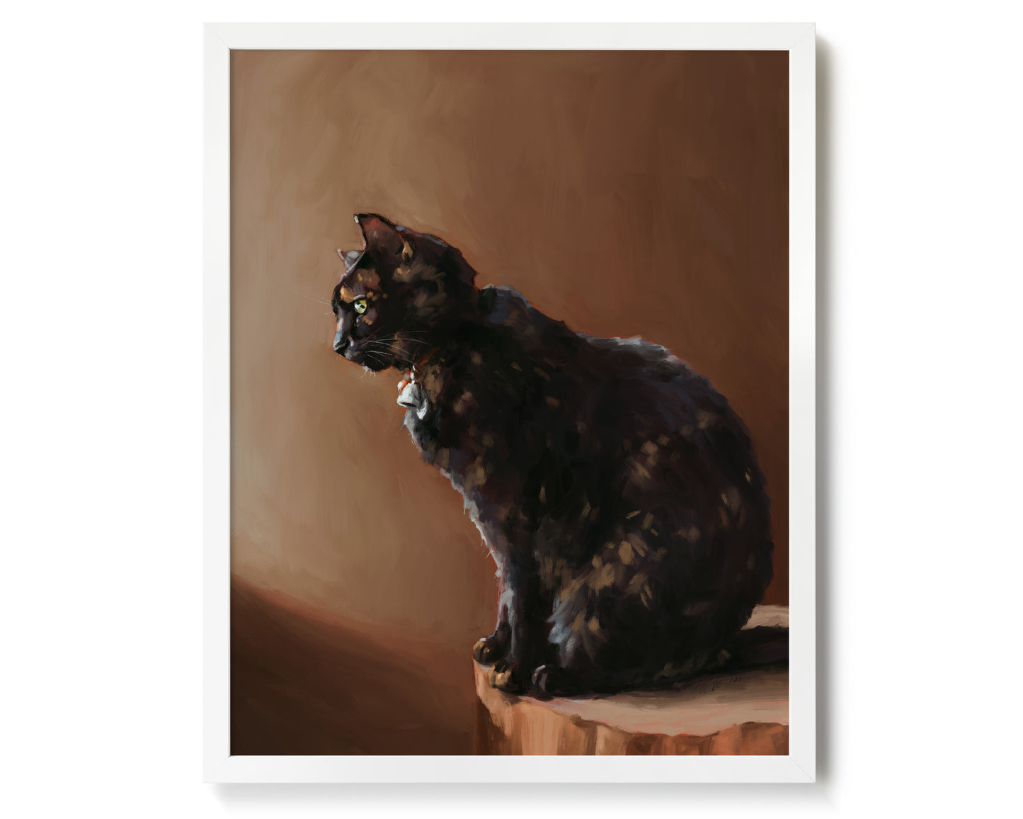 "Jarousse" by Catherine Hébert - Tortoiseshell Cat Painting Art Print - 16"x20" size