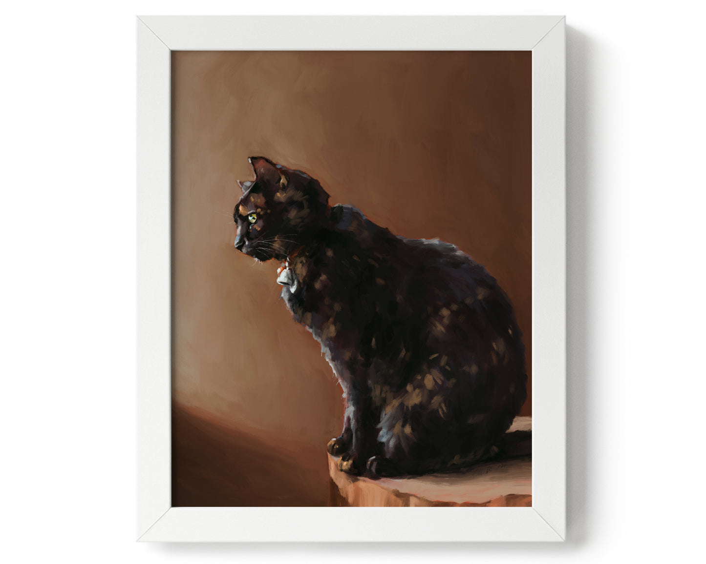"Jarousse" by Catherine Hébert - Tortoiseshell Cat Painting Art Print - 8"x10" size